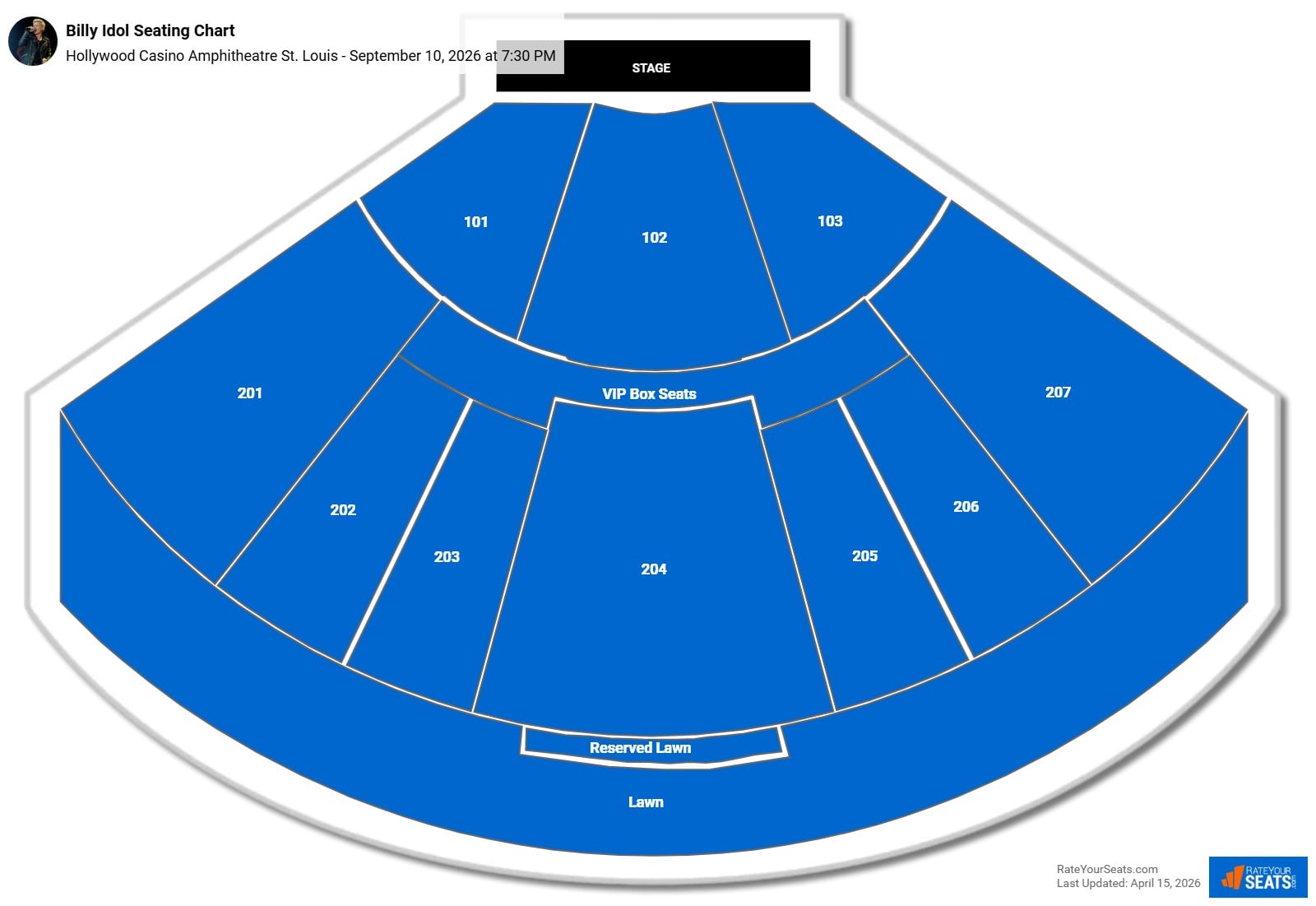 Billy Idol Seating Chart at Hollywood Casino Amphitheatre St. Louis