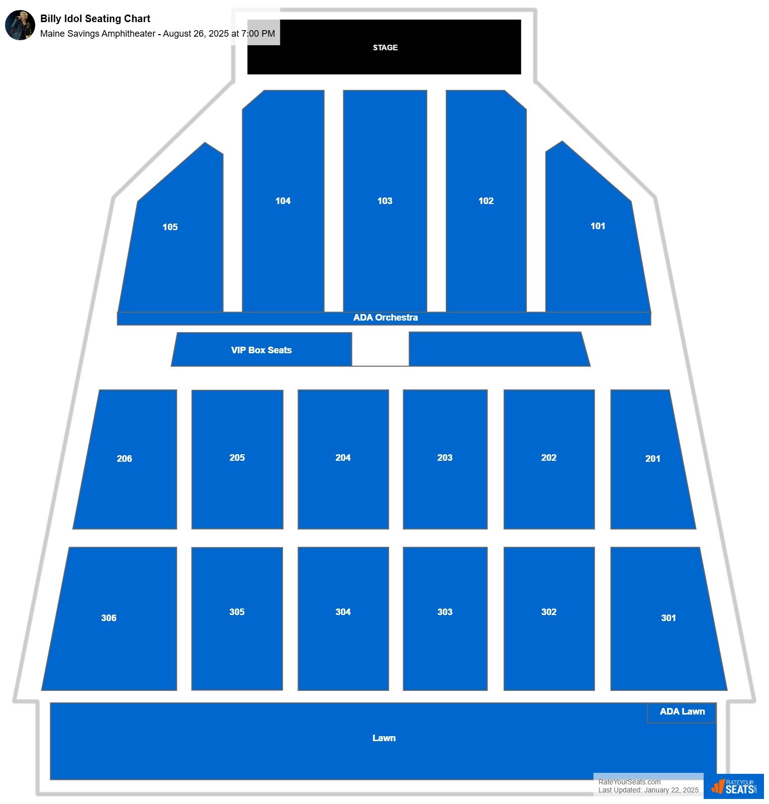 Billy Idol seating chart Maine Savings Amphitheater