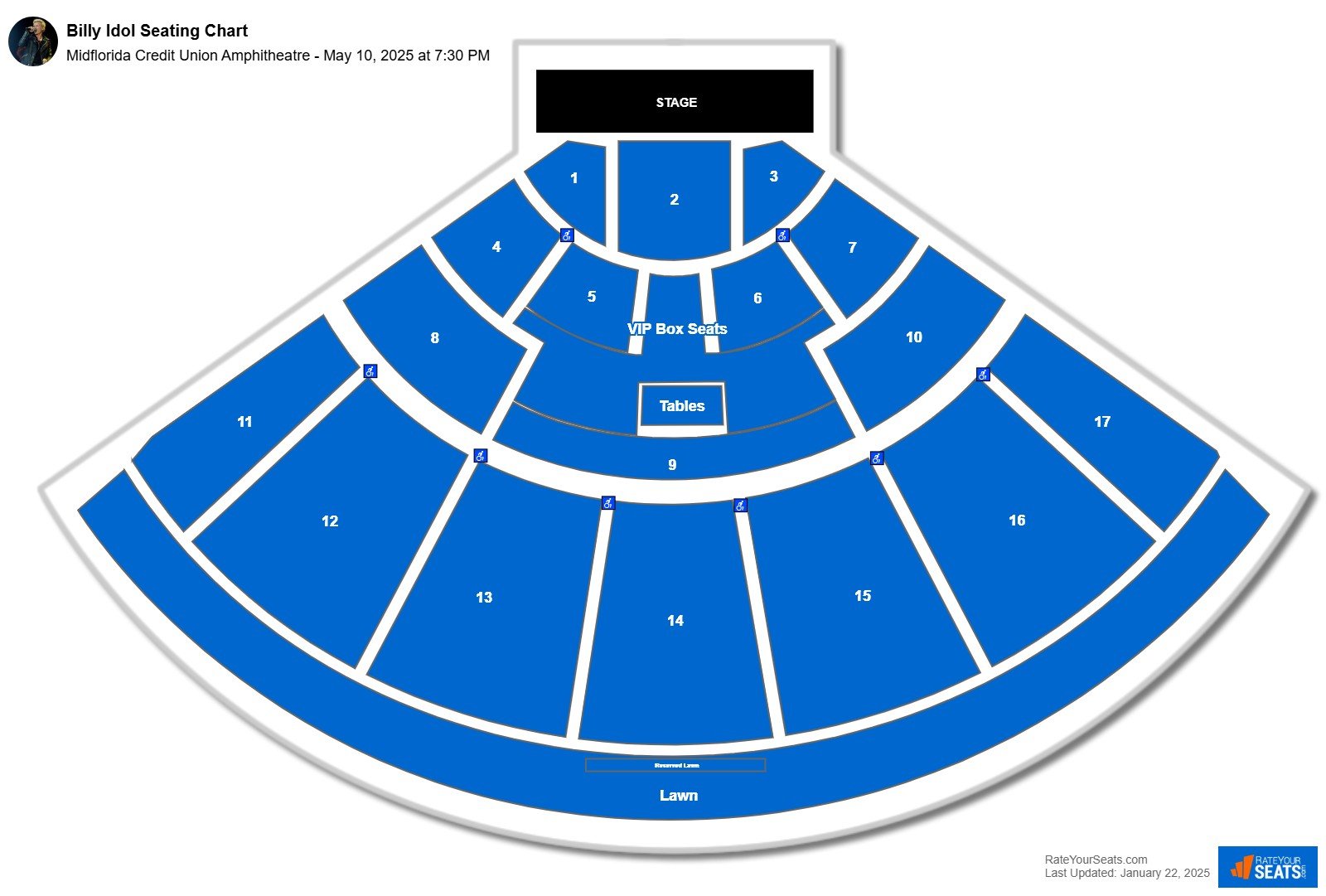 Billy Idol seating chart Midflorida Credit Union Amphitheatre