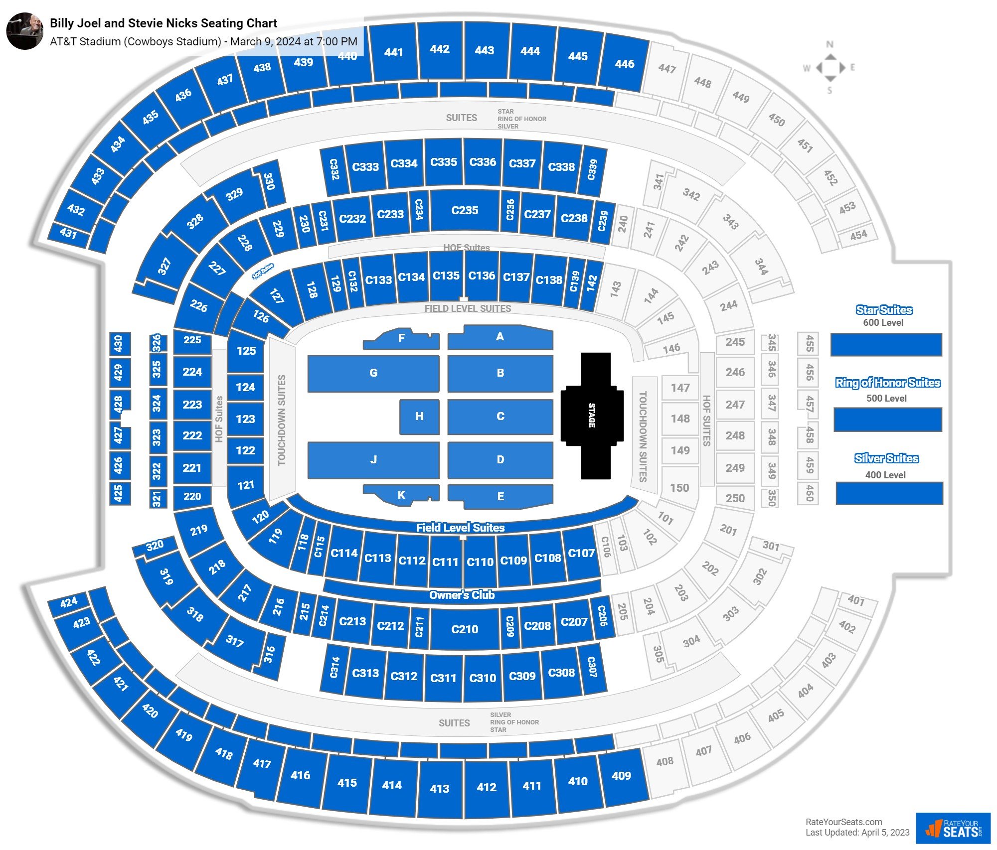 At T Stadium Concert Seating Chart