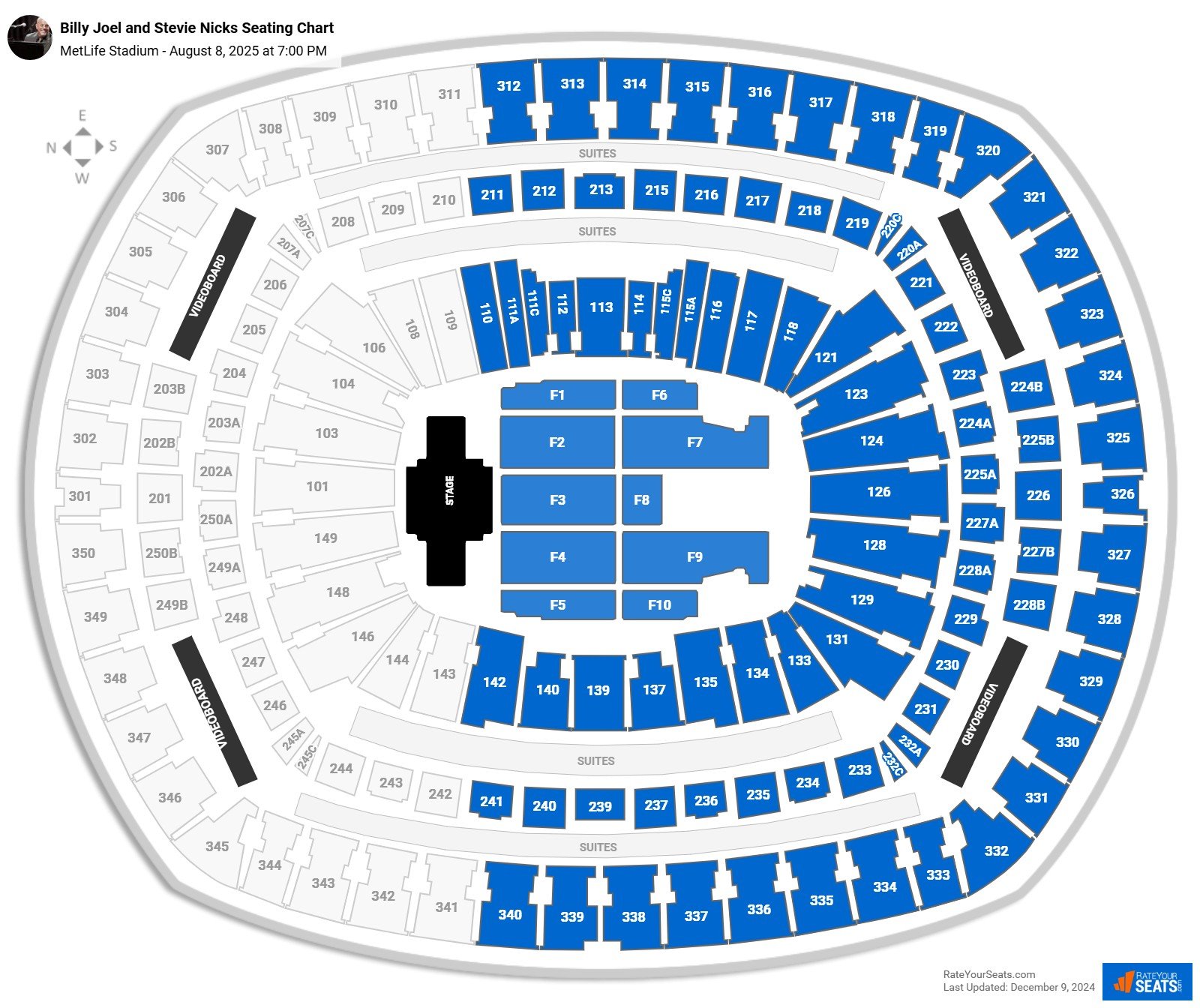 Billy Joel and Stevie Nicks seating chart MetLife Stadium