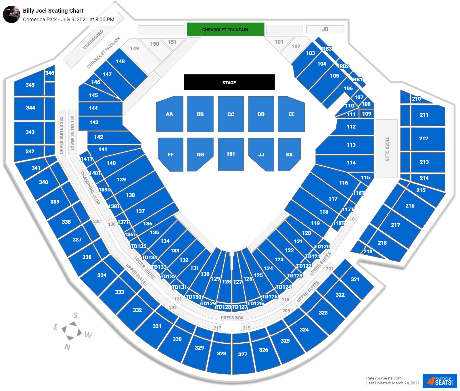 Billy Joel seating chart Comerica Park