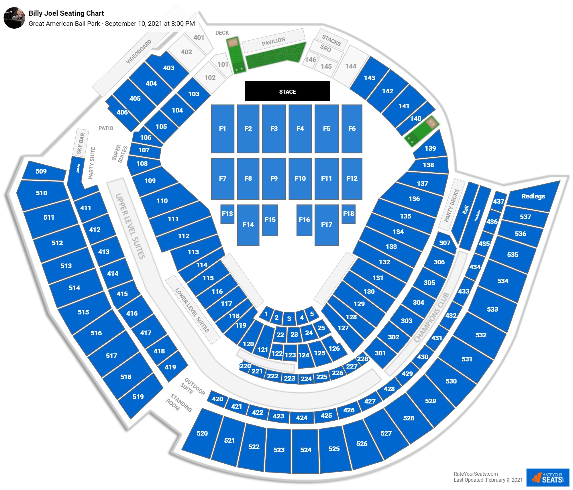 Billy Joel seating chart Great American Ball Park