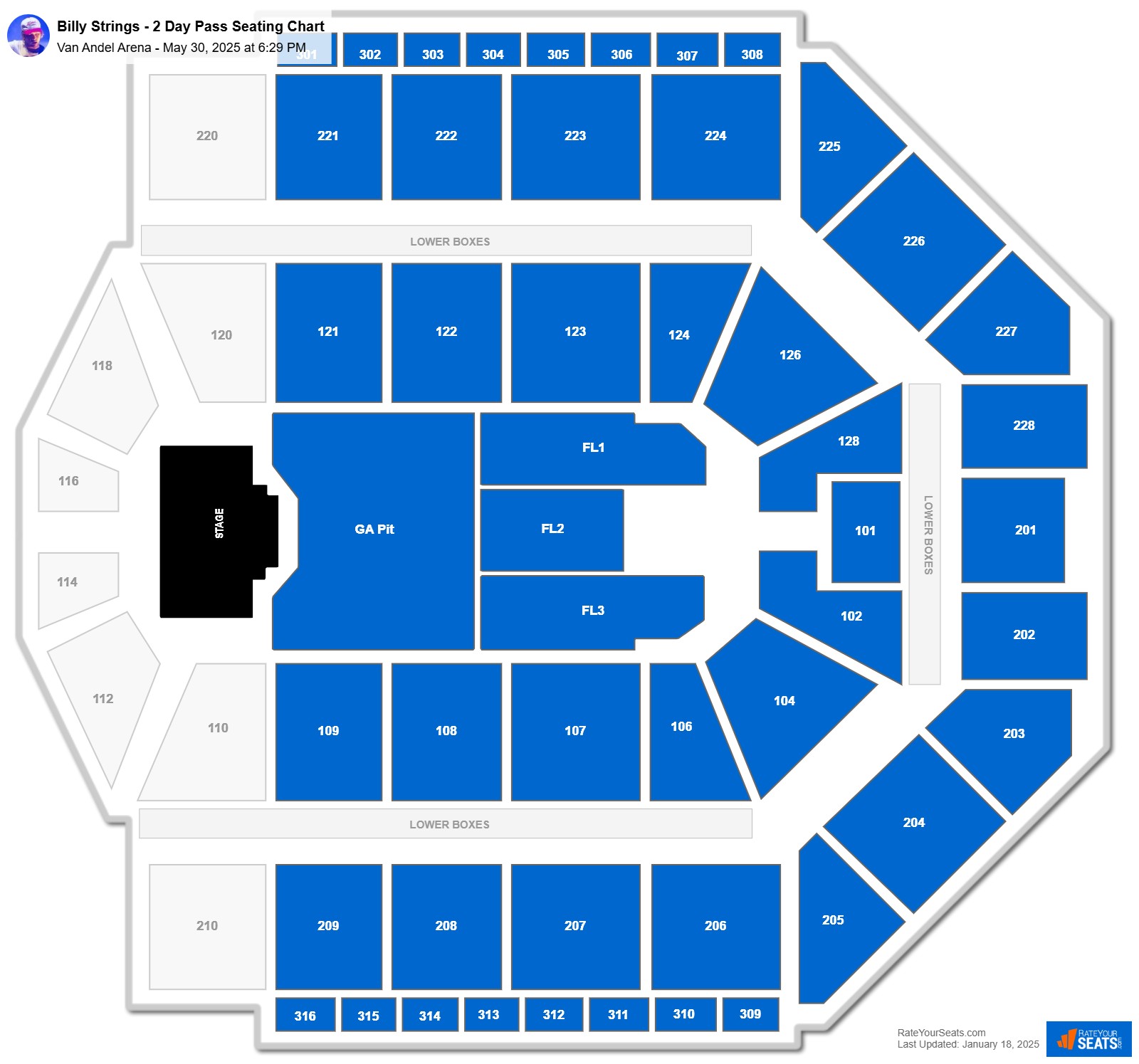 Billy Strings - 2 Day Pass seating chart Van Andel Arena