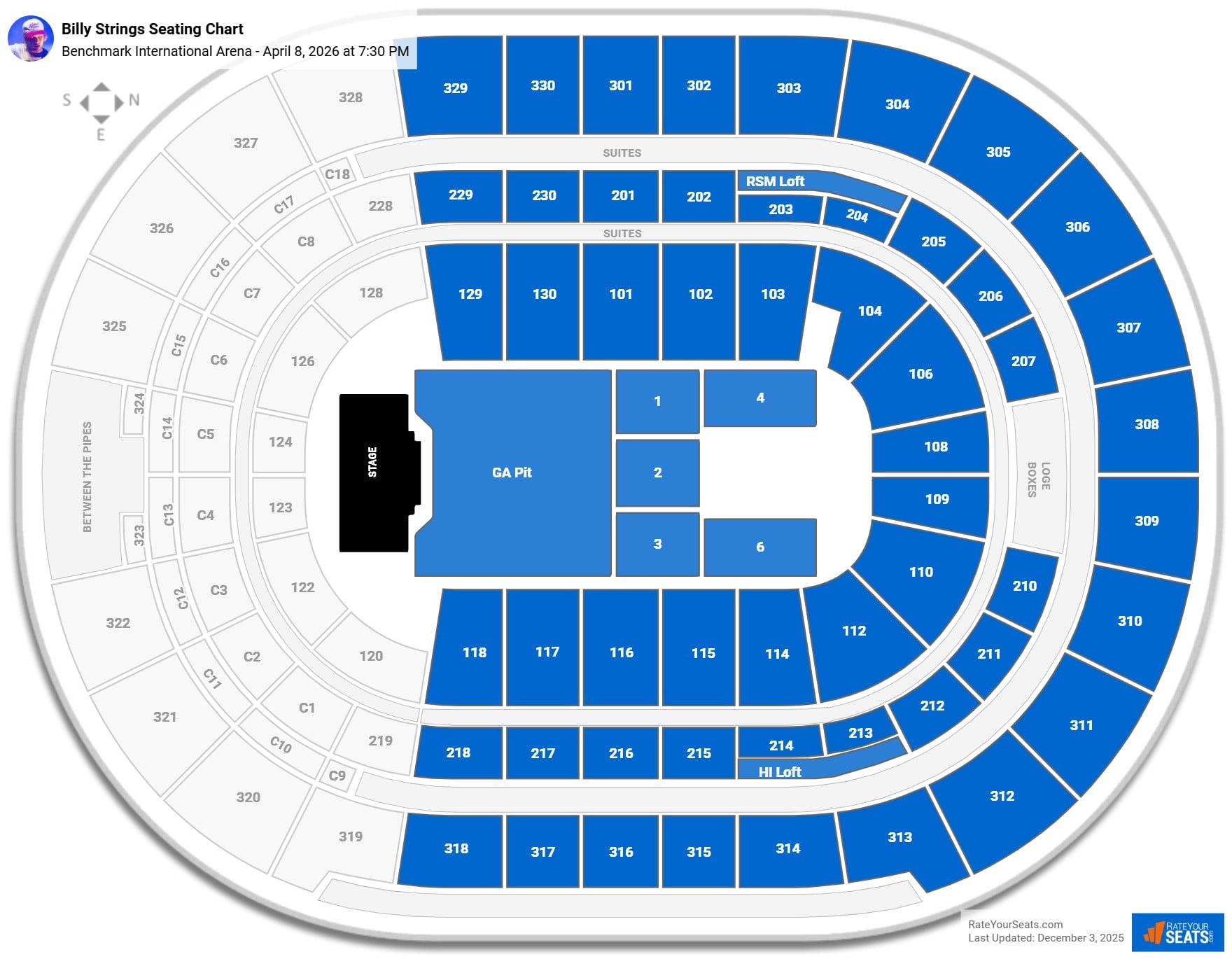 Billy Strings seating chart Benchmark International Arena