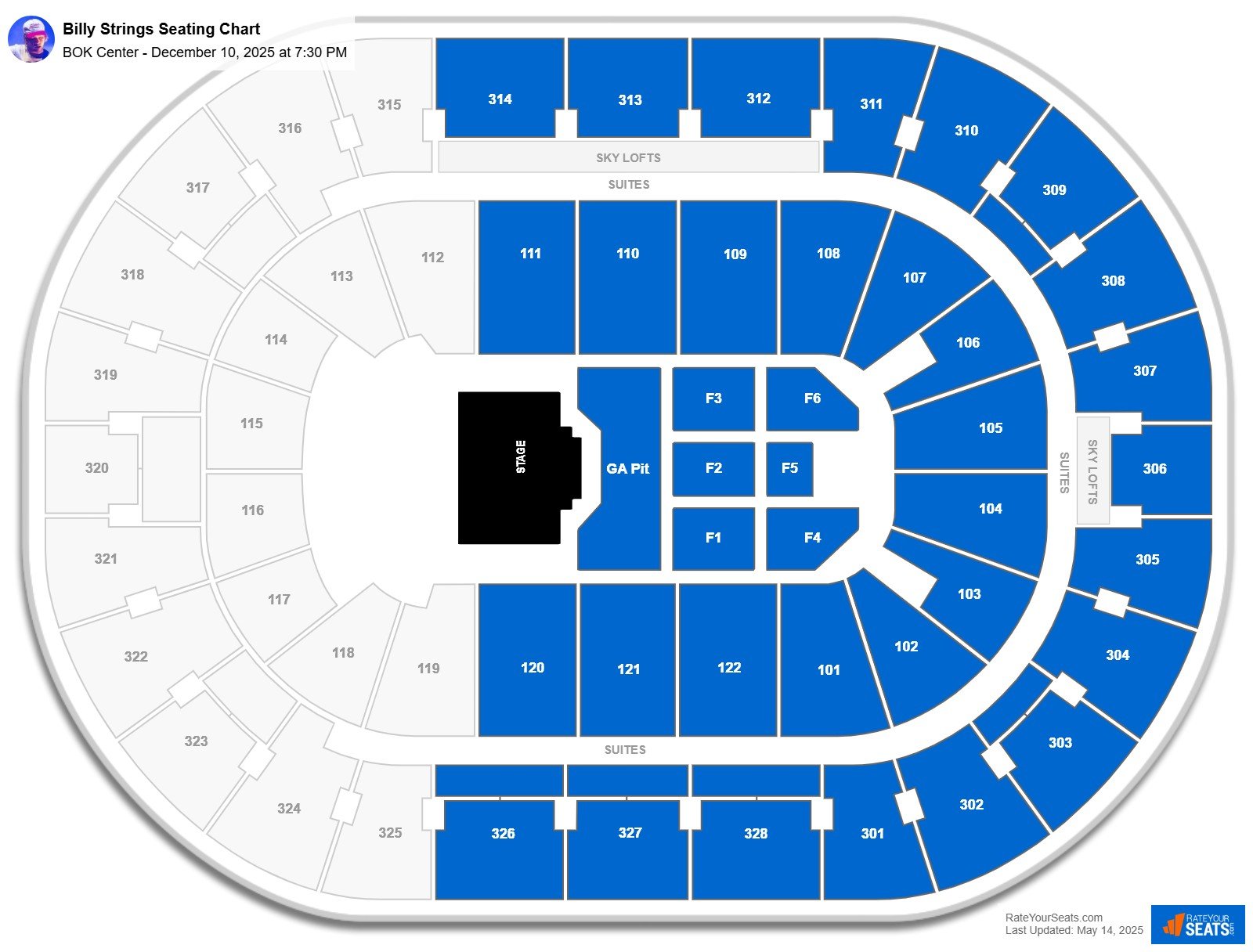 Billy Strings seating chart BOK Center