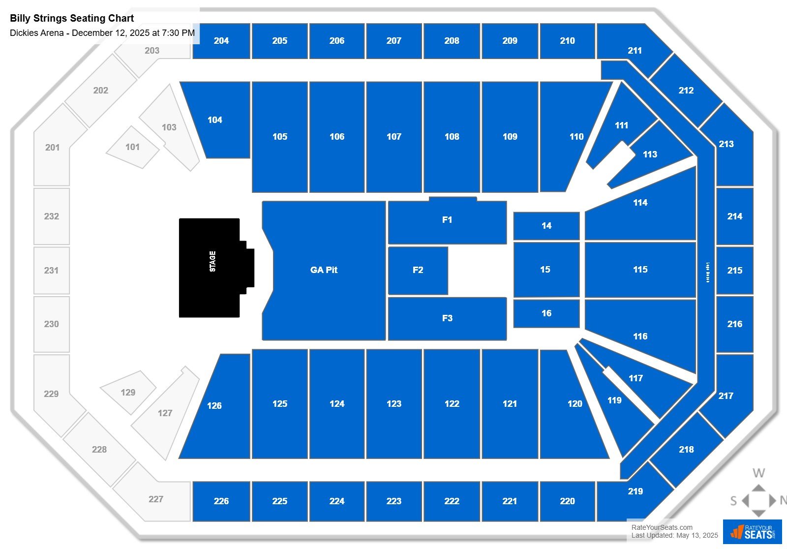 Billy Strings seating chart Dickies Arena