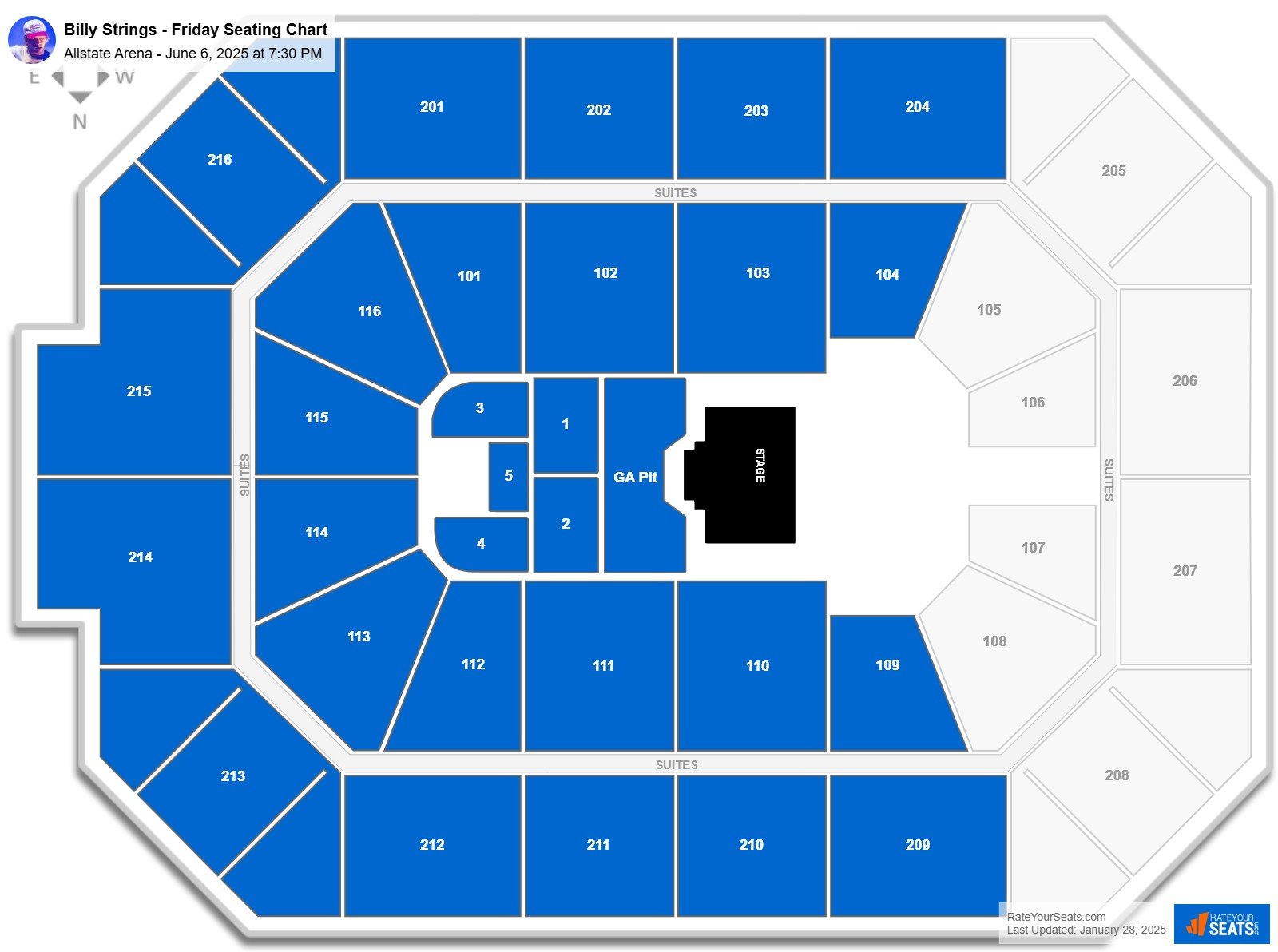 Billy Strings - Friday seating chart Allstate Arena