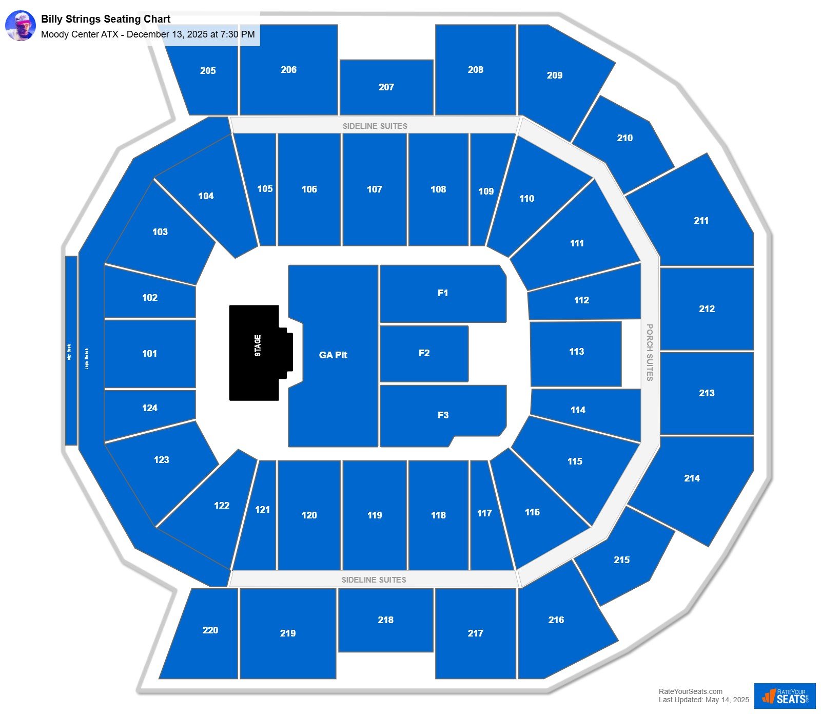 Billy Strings seating chart Moody Center ATX