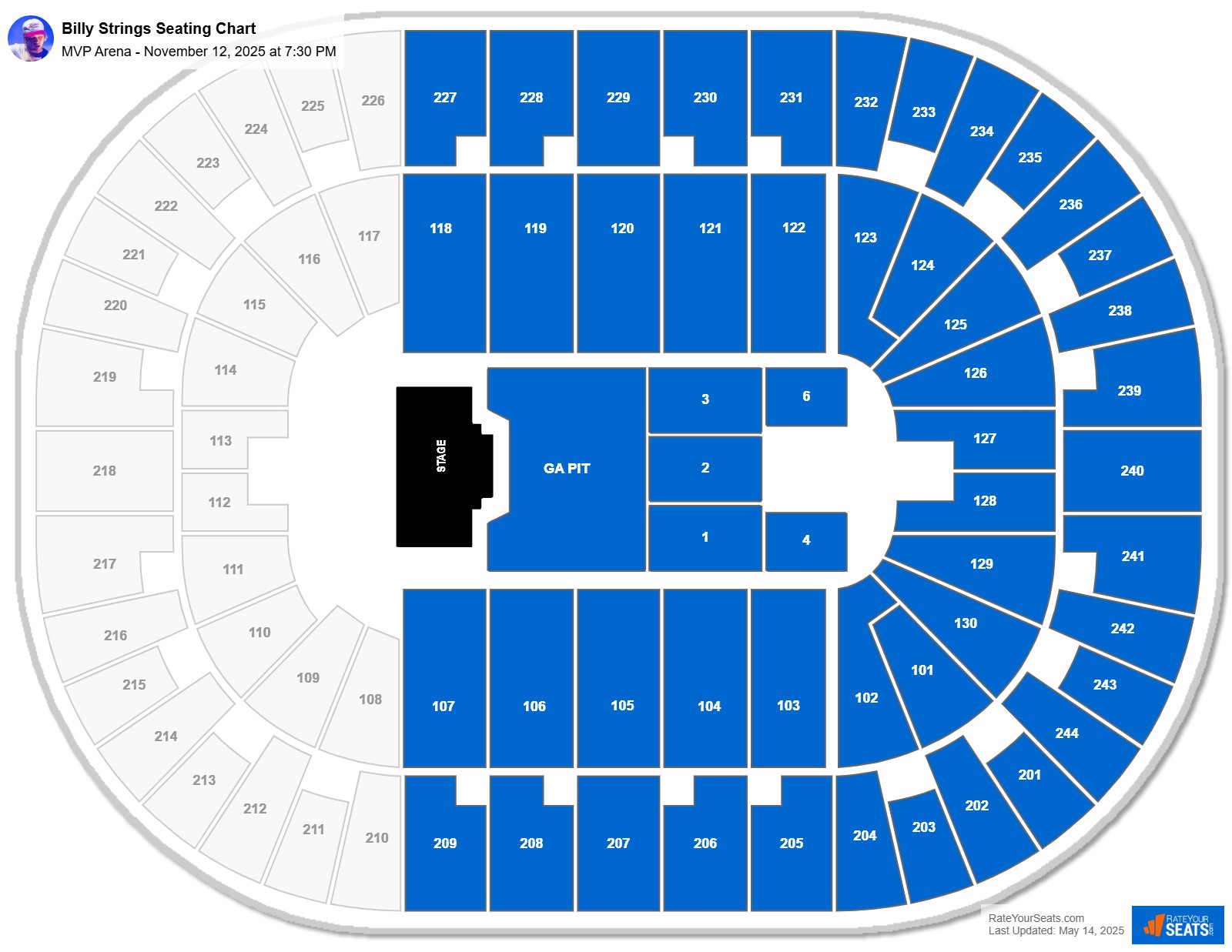 Billy Strings seating chart MVP Arena