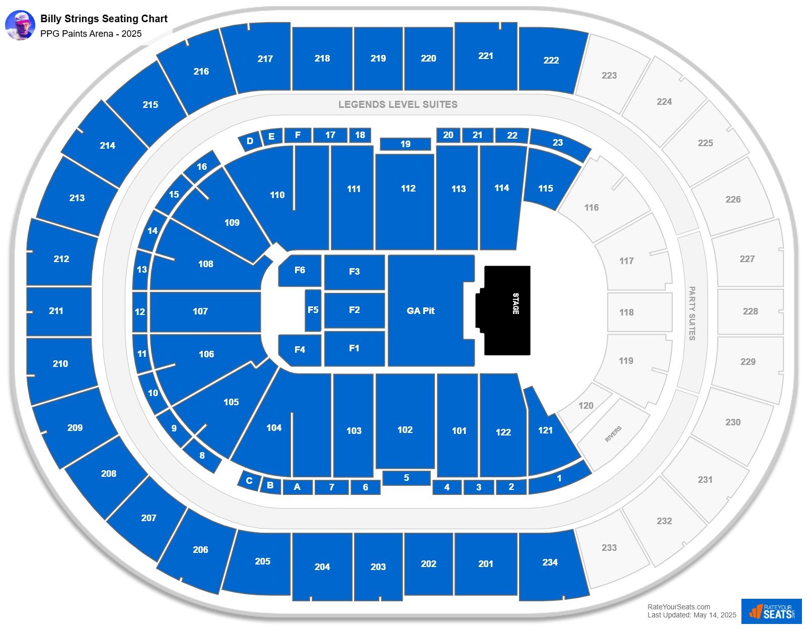 Billy Strings seating chart PPG Paints Arena
