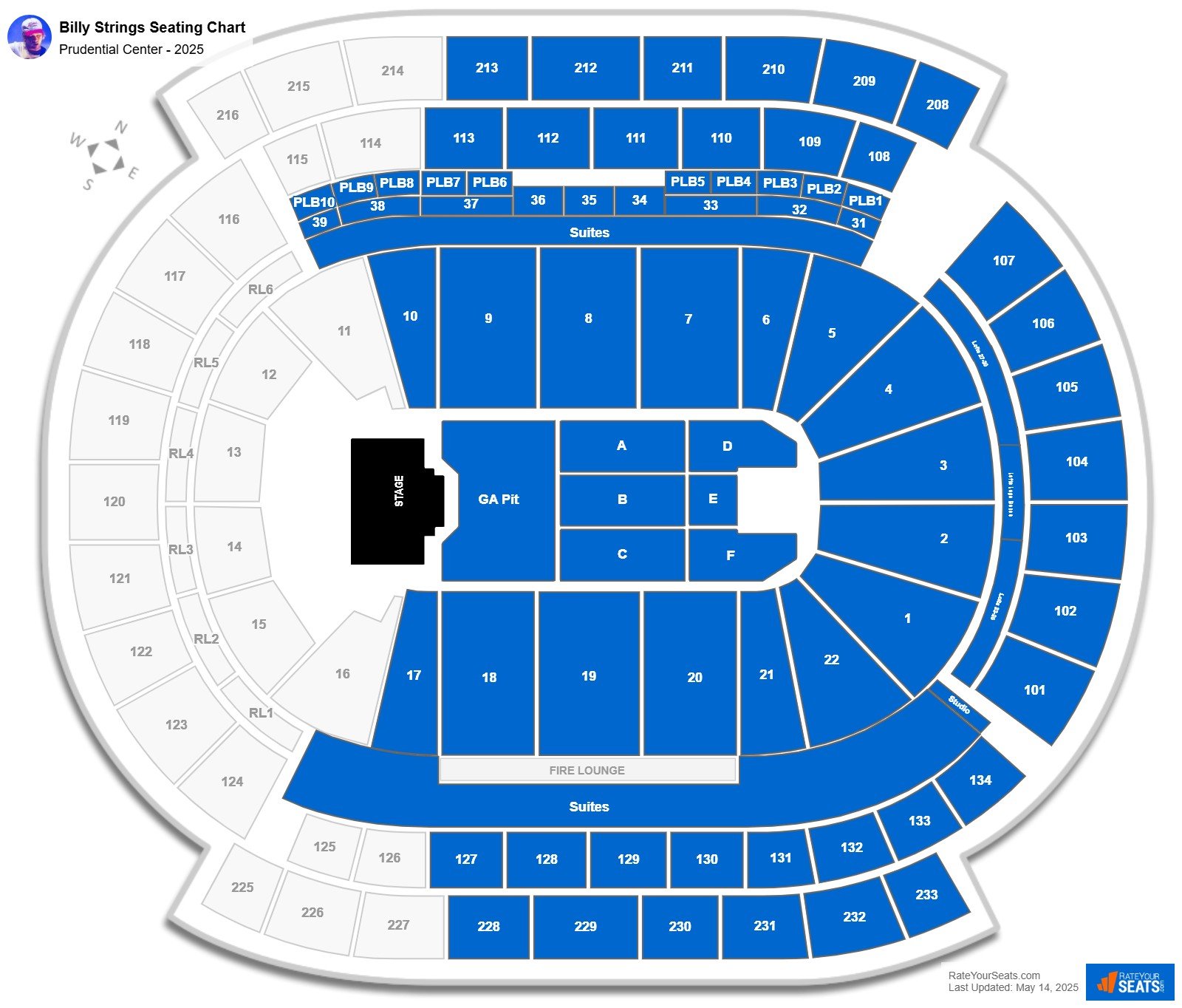 Billy Strings seating chart Prudential Center