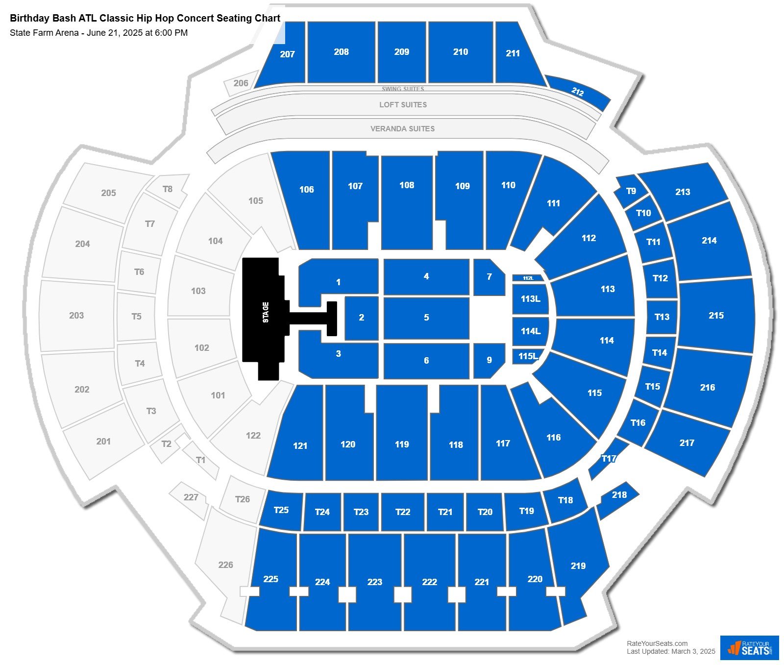 Birthday Bash ATL Classic Hip Hop Concert seating chart State Farm Arena
