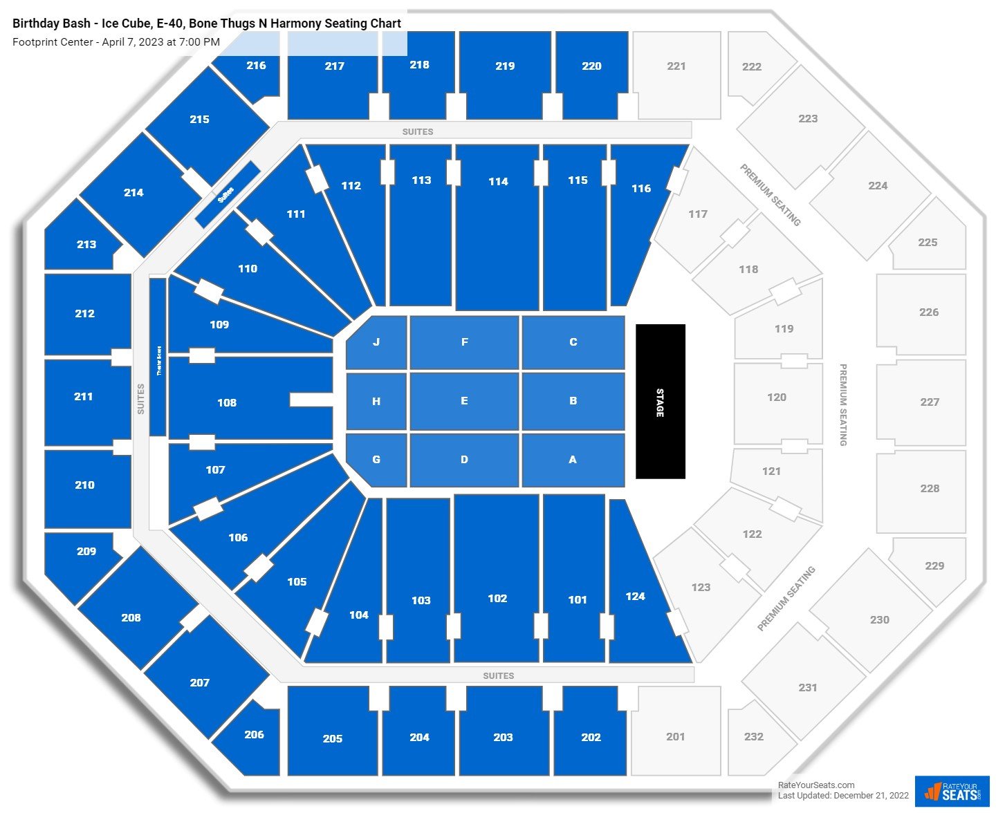 Birthday Bash - Ice Cube, E-40, Bone Thugs N Harmony seating chart Footprint Center