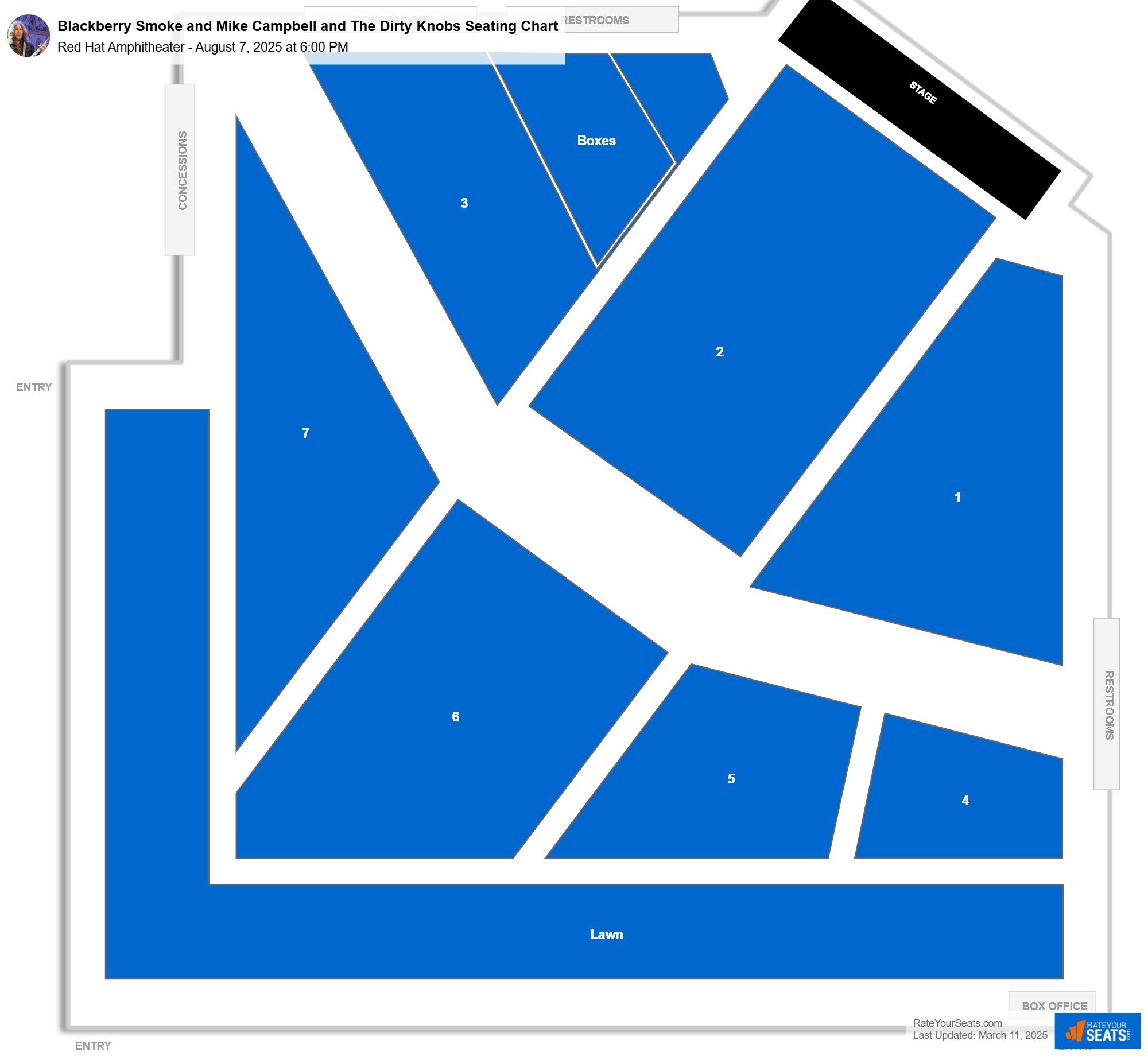 Blackberry Smoke and Mike Campbell and The Dirty Knobs seating chart Red Hat Amphitheater