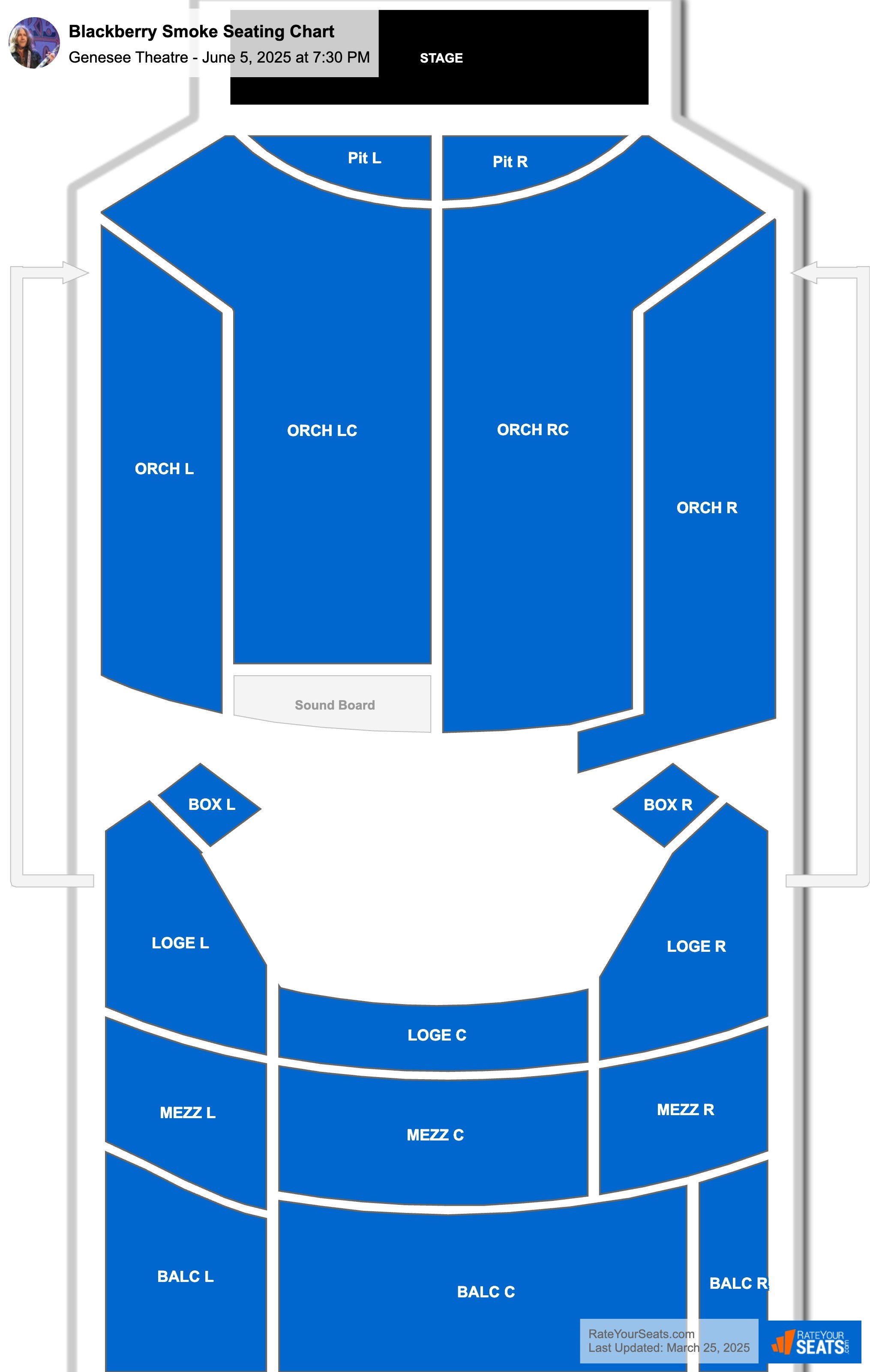 Blackberry Smoke seating chart Genesee Theatre