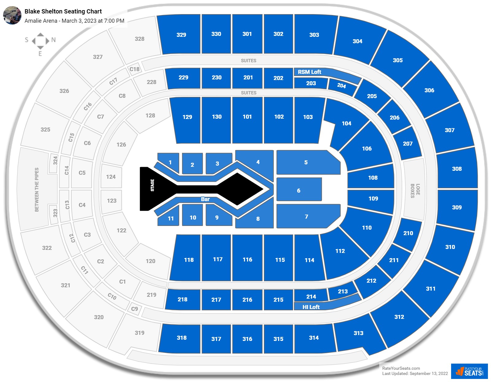 Blake Shelton seating chart Amalie Arena