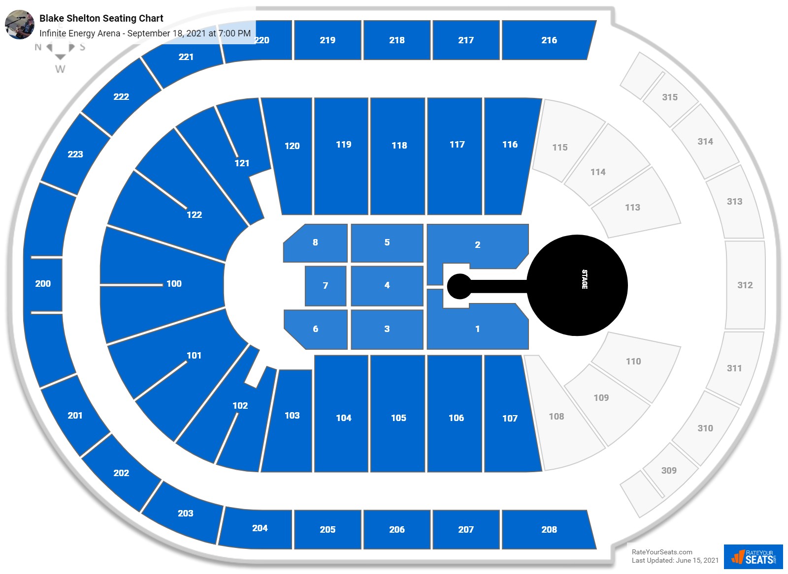 Blake Shelton seating chart Infinite Energy Arena
