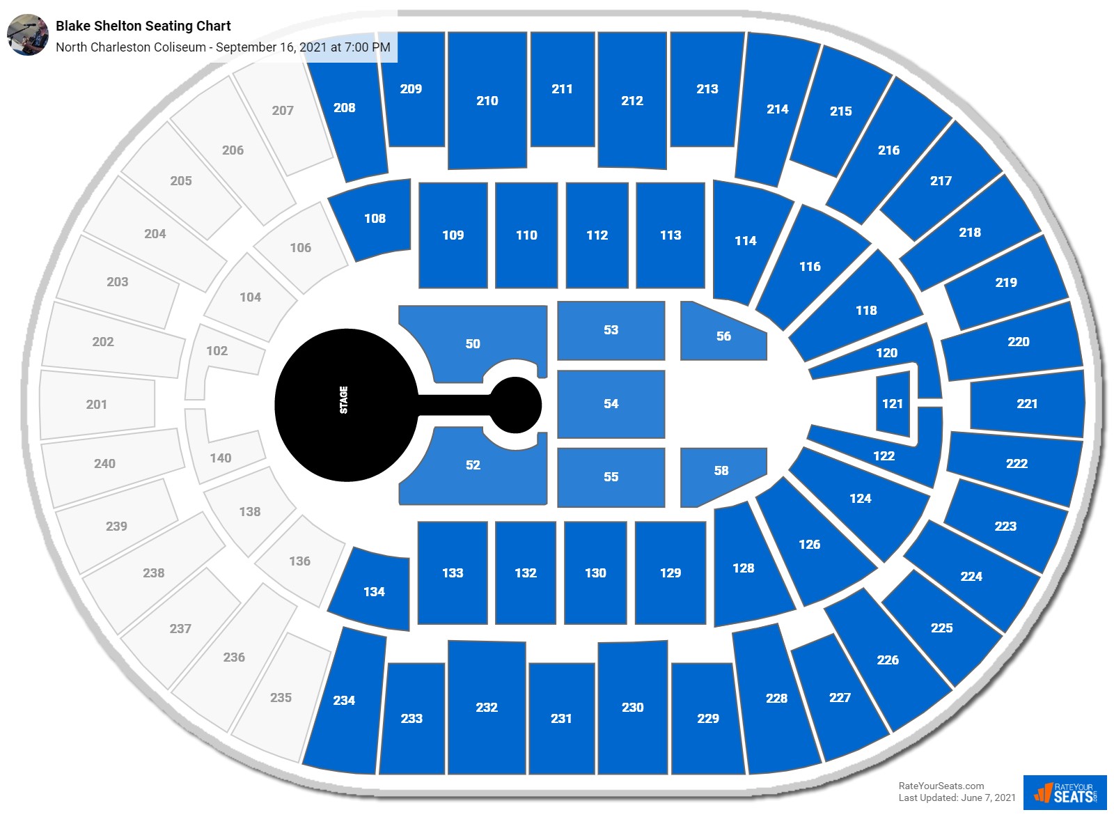 Blake Shelton seating chart North Charleston Coliseum
