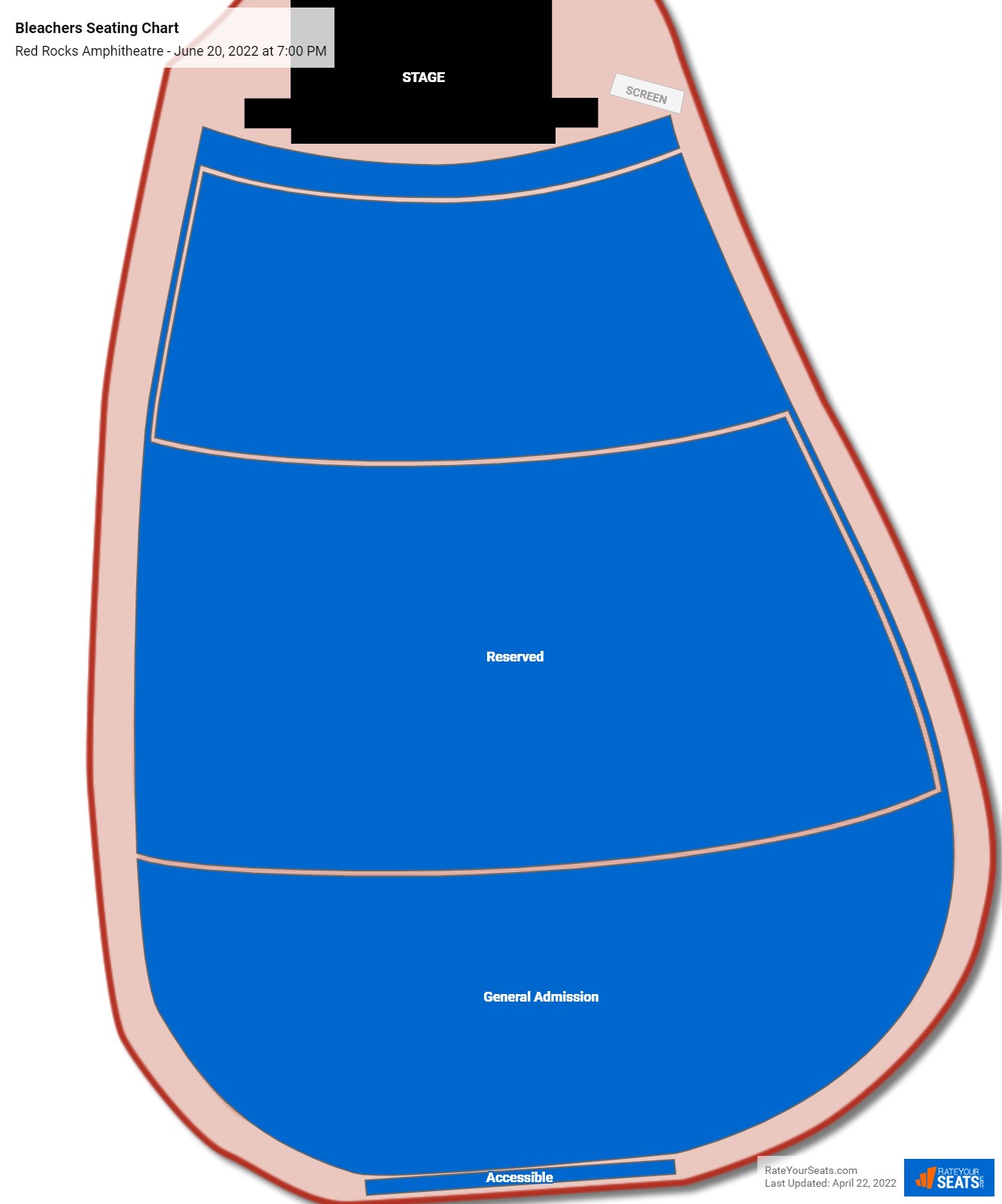 Bleachers seating chart Red Rocks Amphitheatre