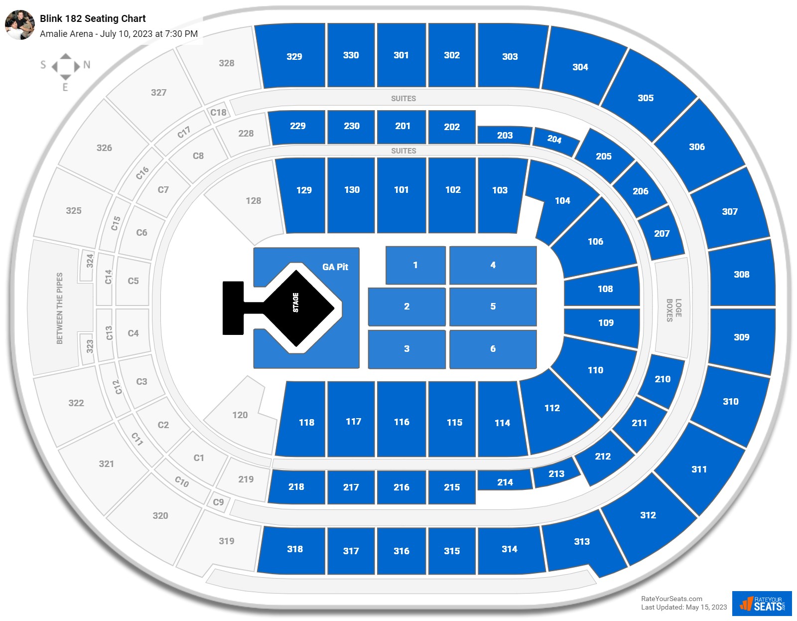 Blink 182 seating chart Amalie Arena