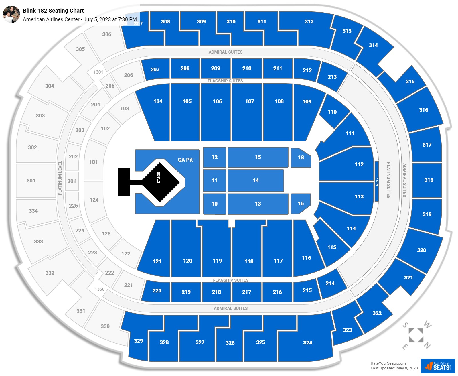 Blink 182 seating chart American Airlines Center