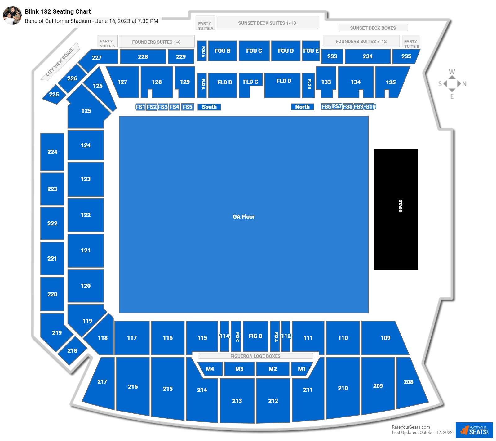 Blink 182 seating chart BMO Stadium