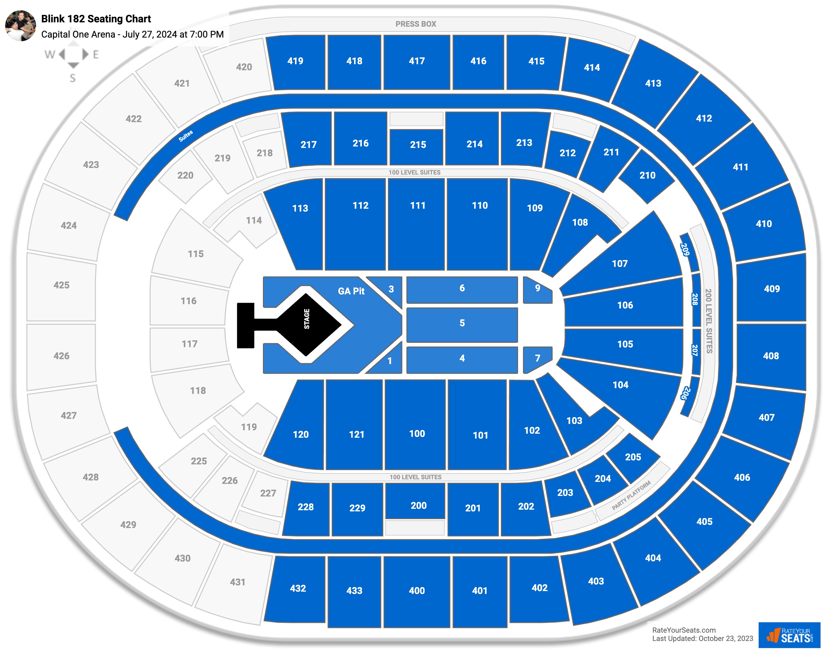 Blink 182 seating chart Capital One Arena