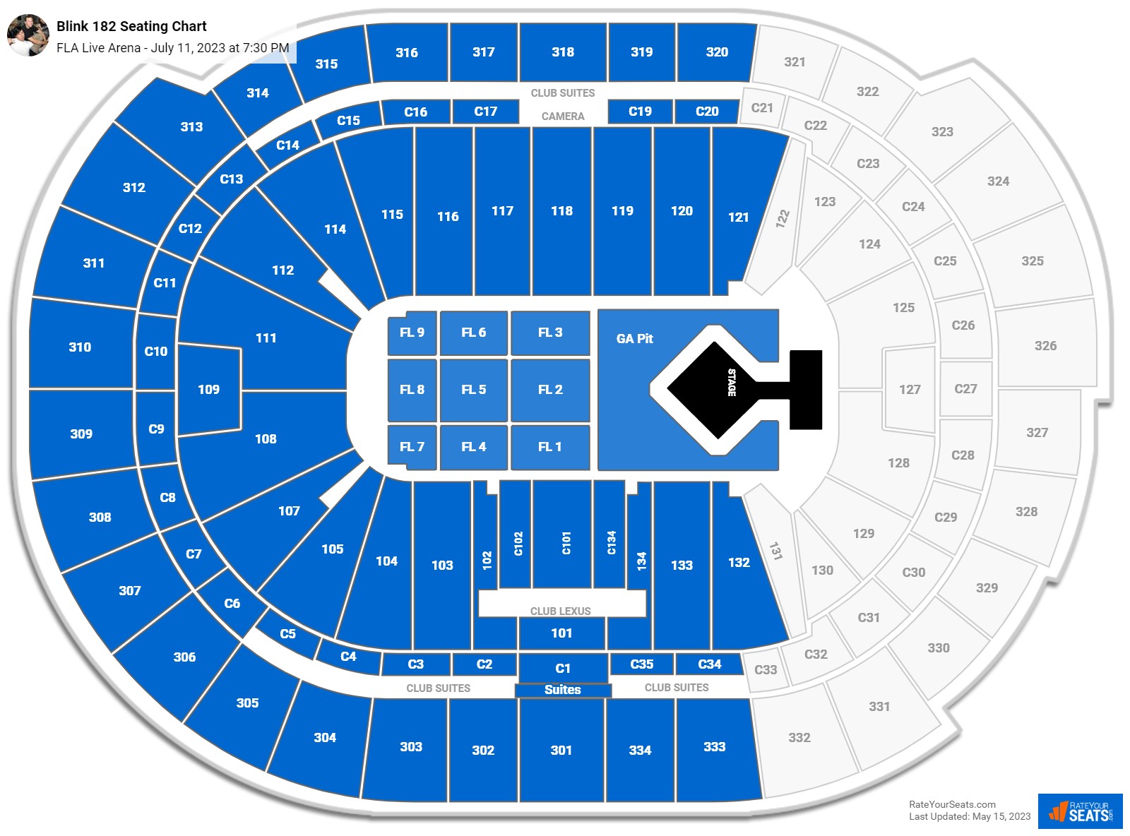 Blink 182 seating chart FLA Live Arena