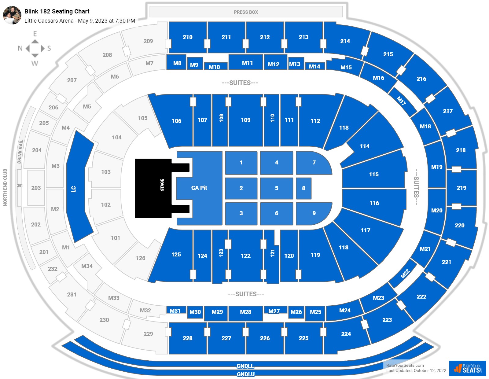 Blink 182 seating chart Little Caesars Arena