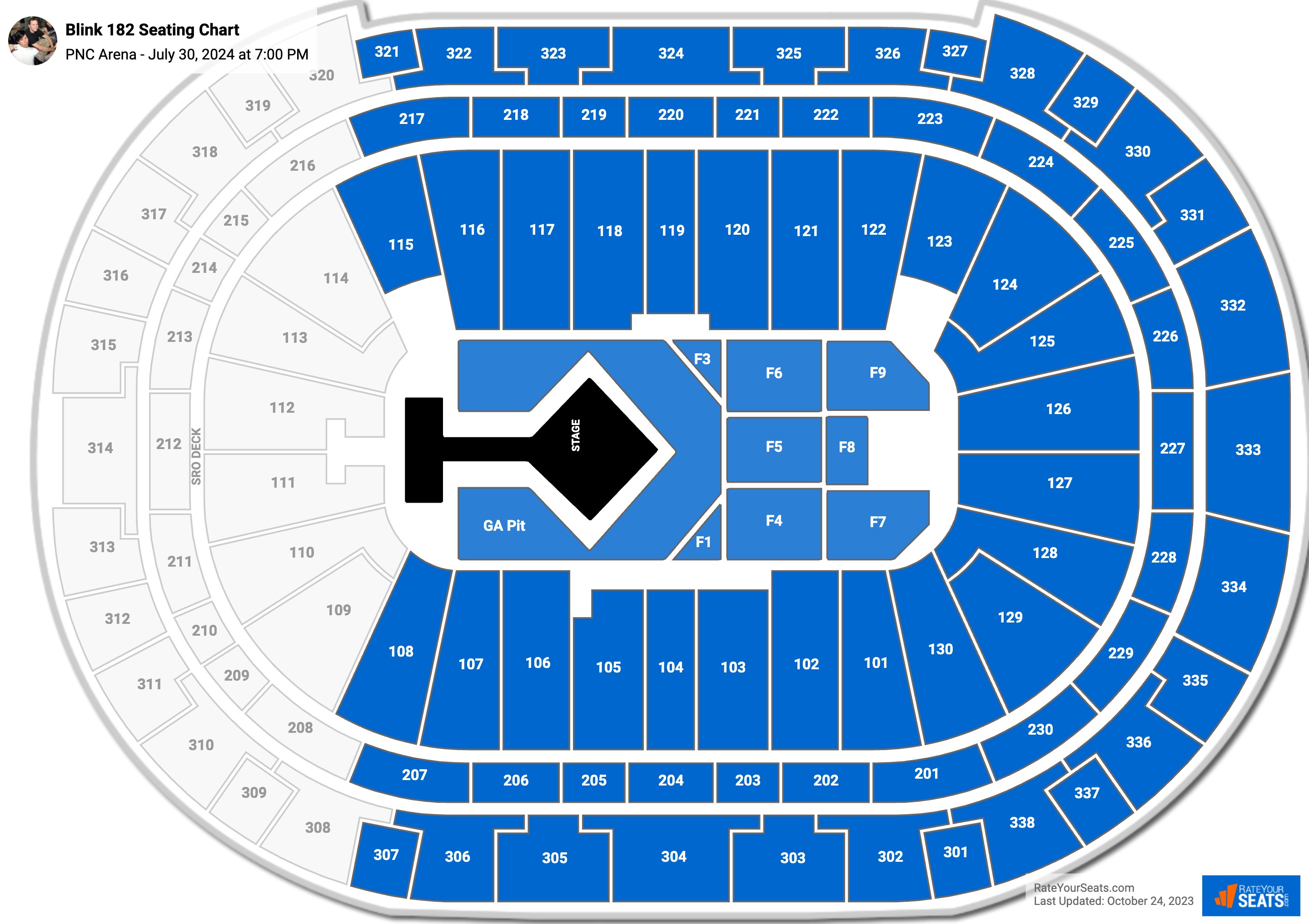 Blink 182 seating chart PNC Arena