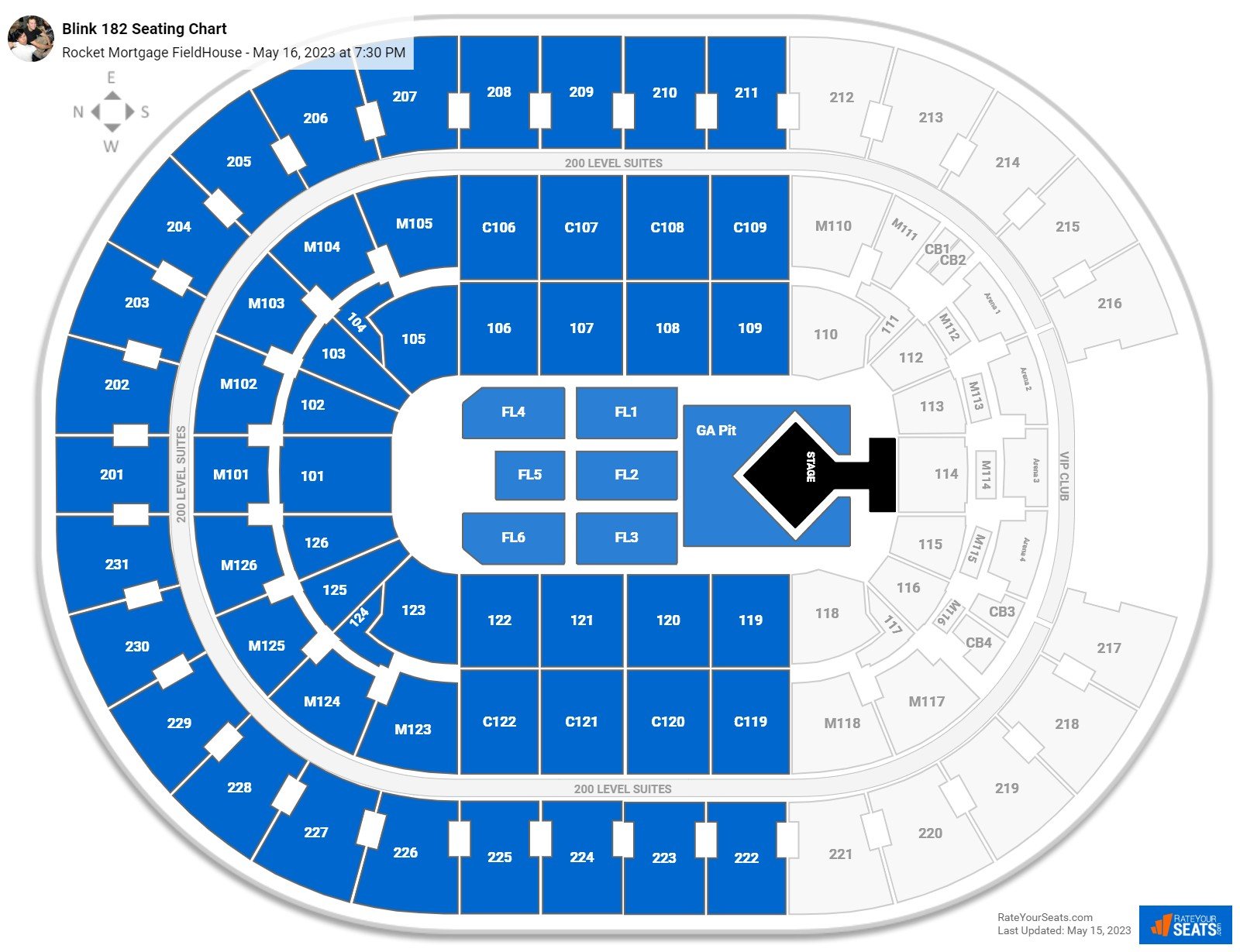 Blink 182 seating chart Rocket Mortgage FieldHouse