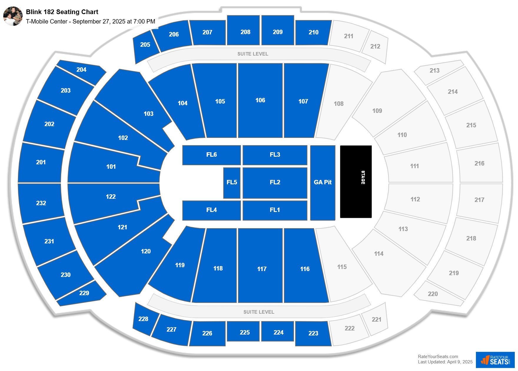 Blink 182 seating chart T-Mobile Center