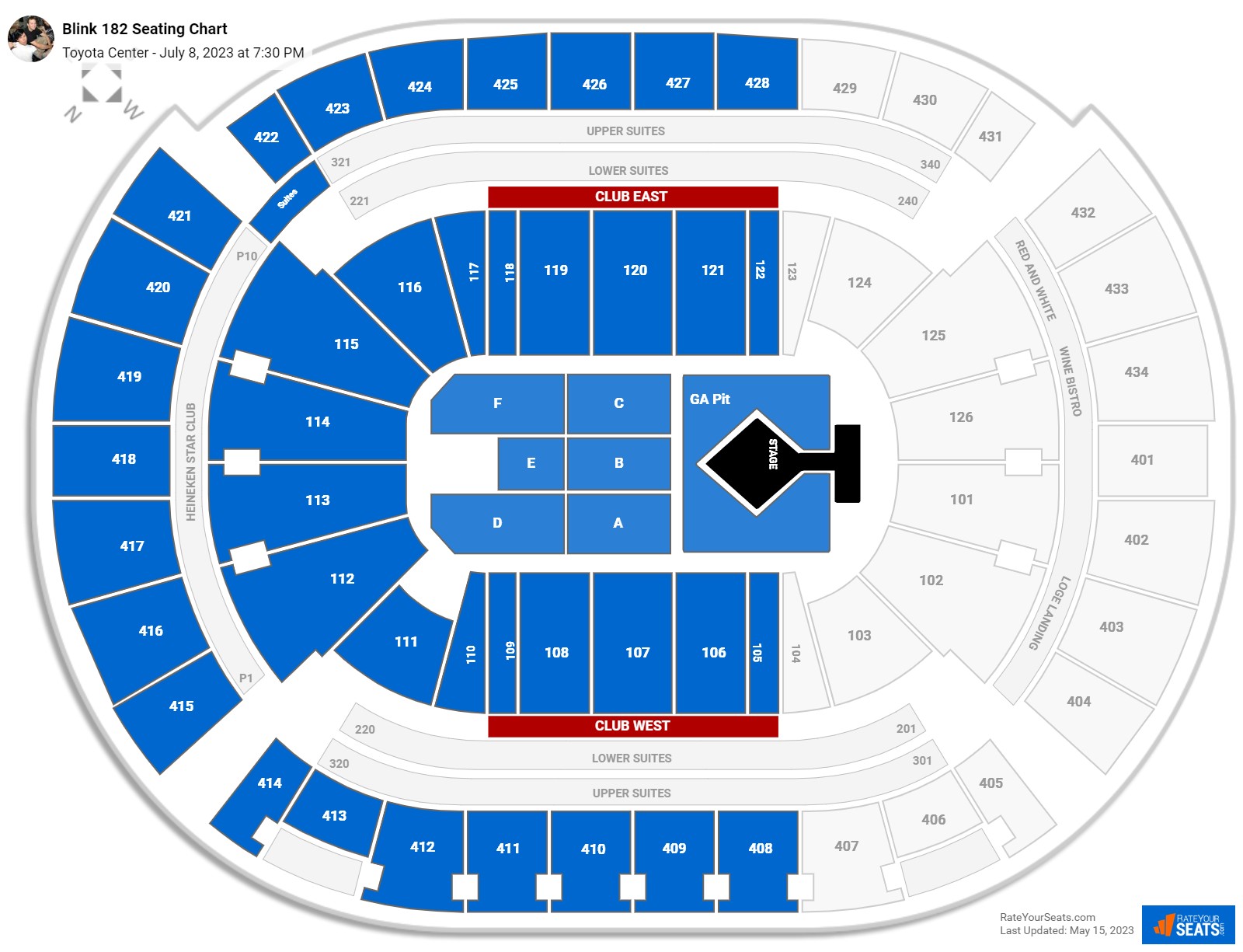 Blink 182 seating chart Toyota Center