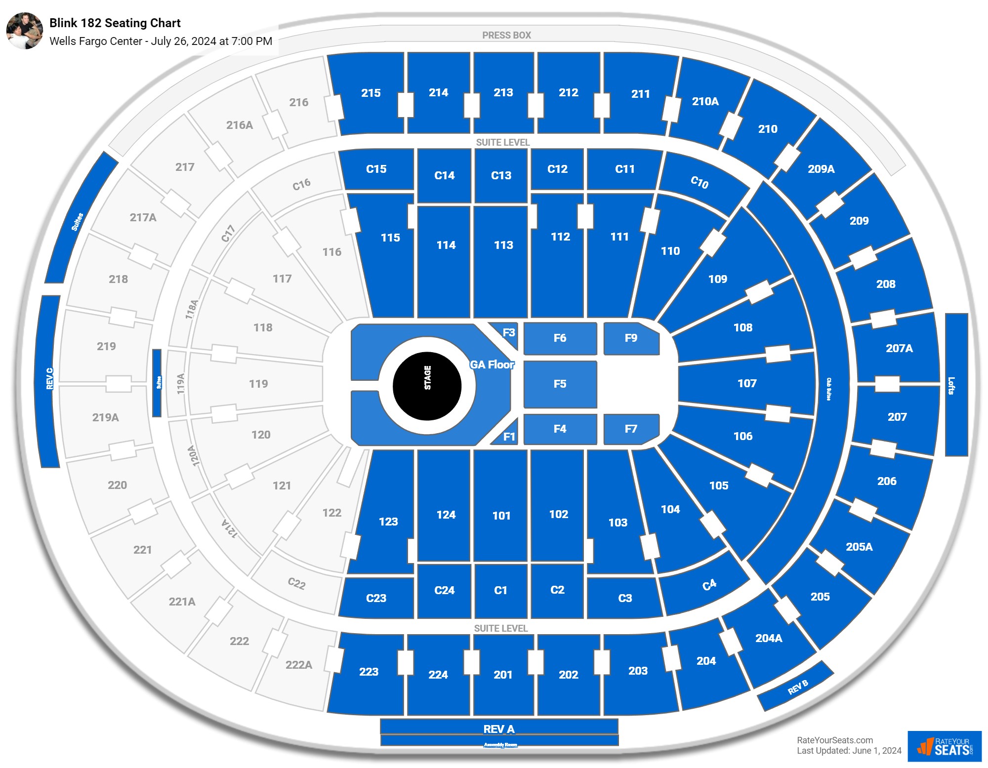 Blink 182 seating chart Wells Fargo Center