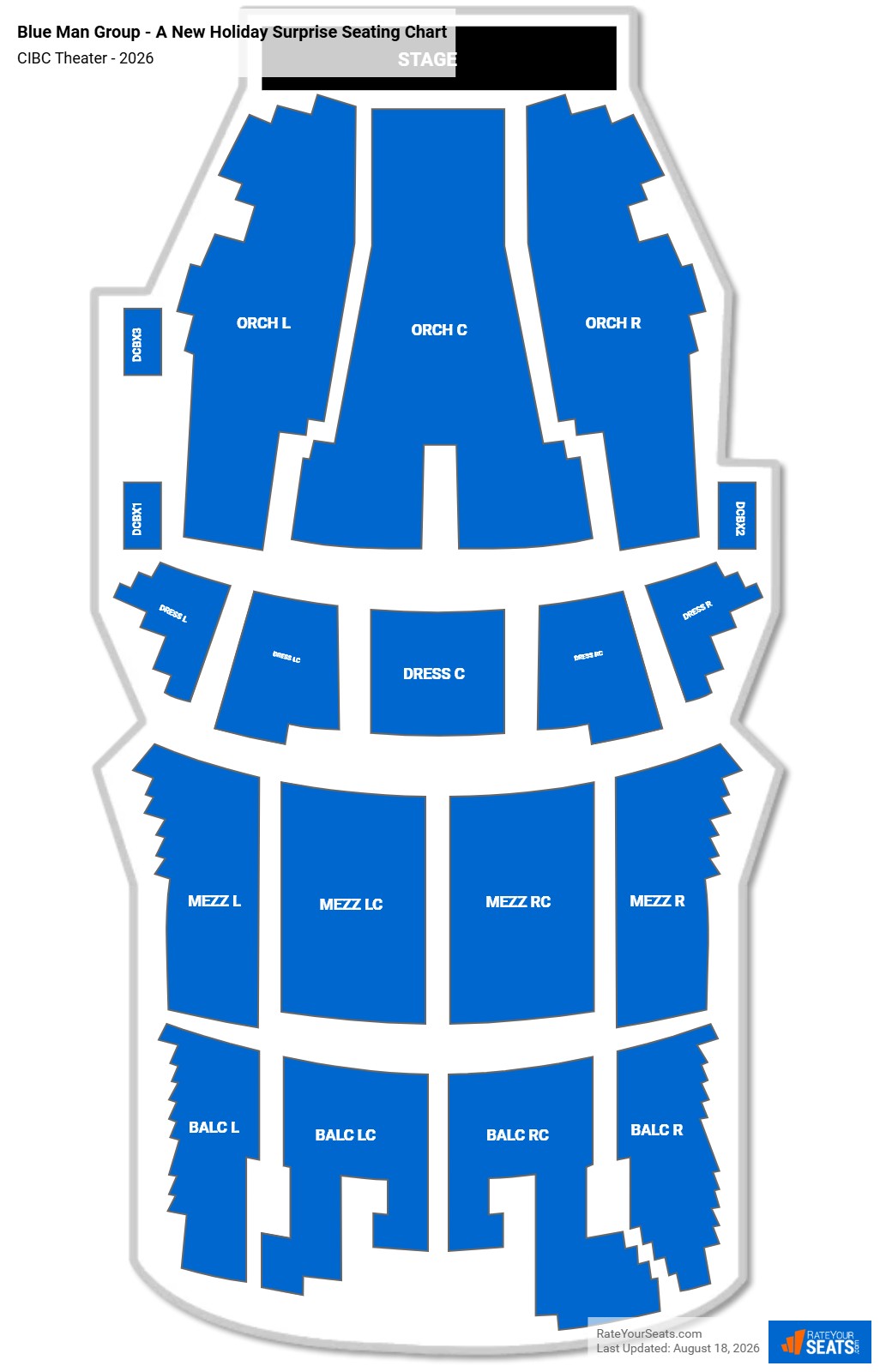 Blue Man Group - A New Holiday Surprise Seating Chart at CIBC Theater