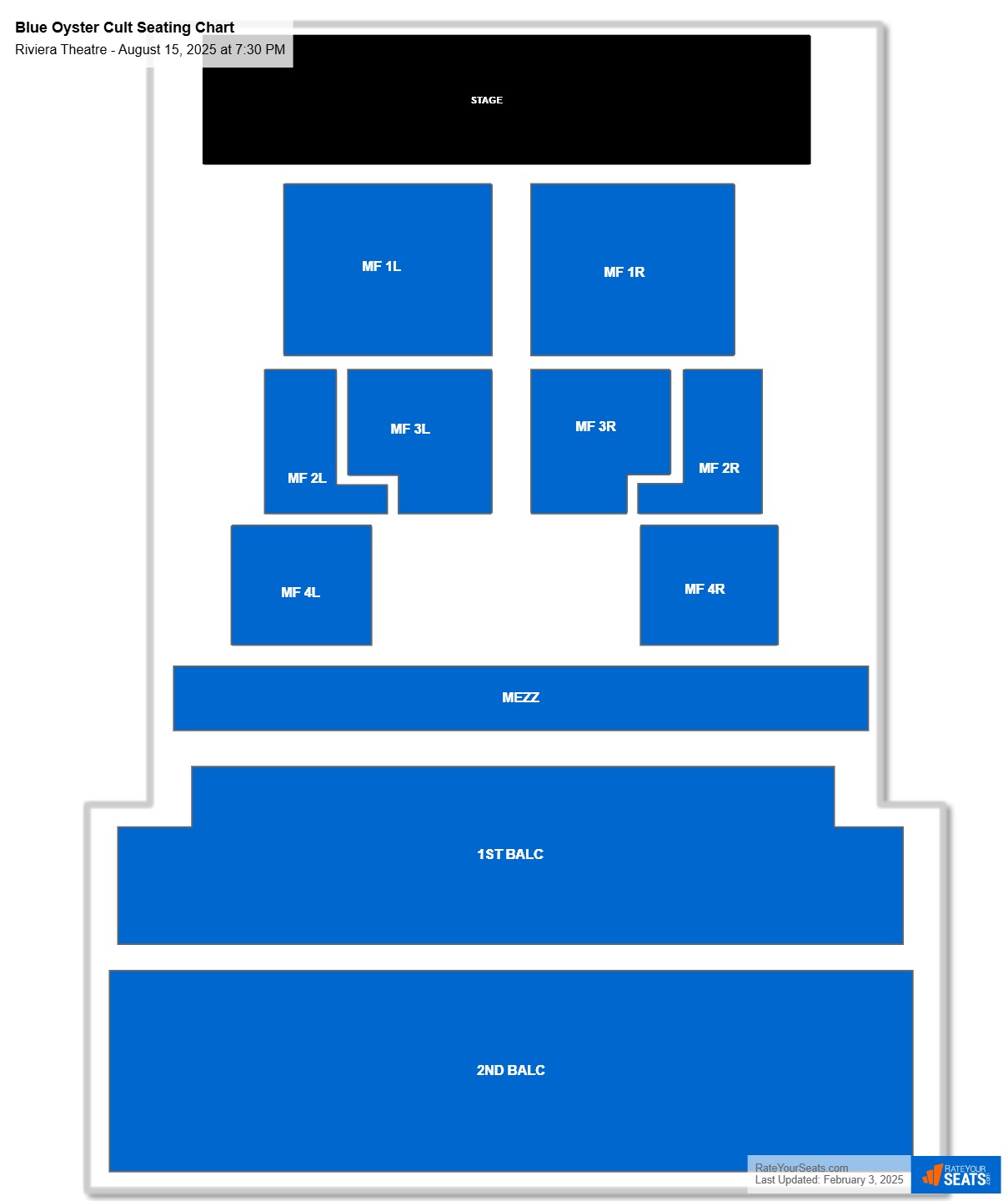 Blue Oyster Cult seating chart Riviera Theatre