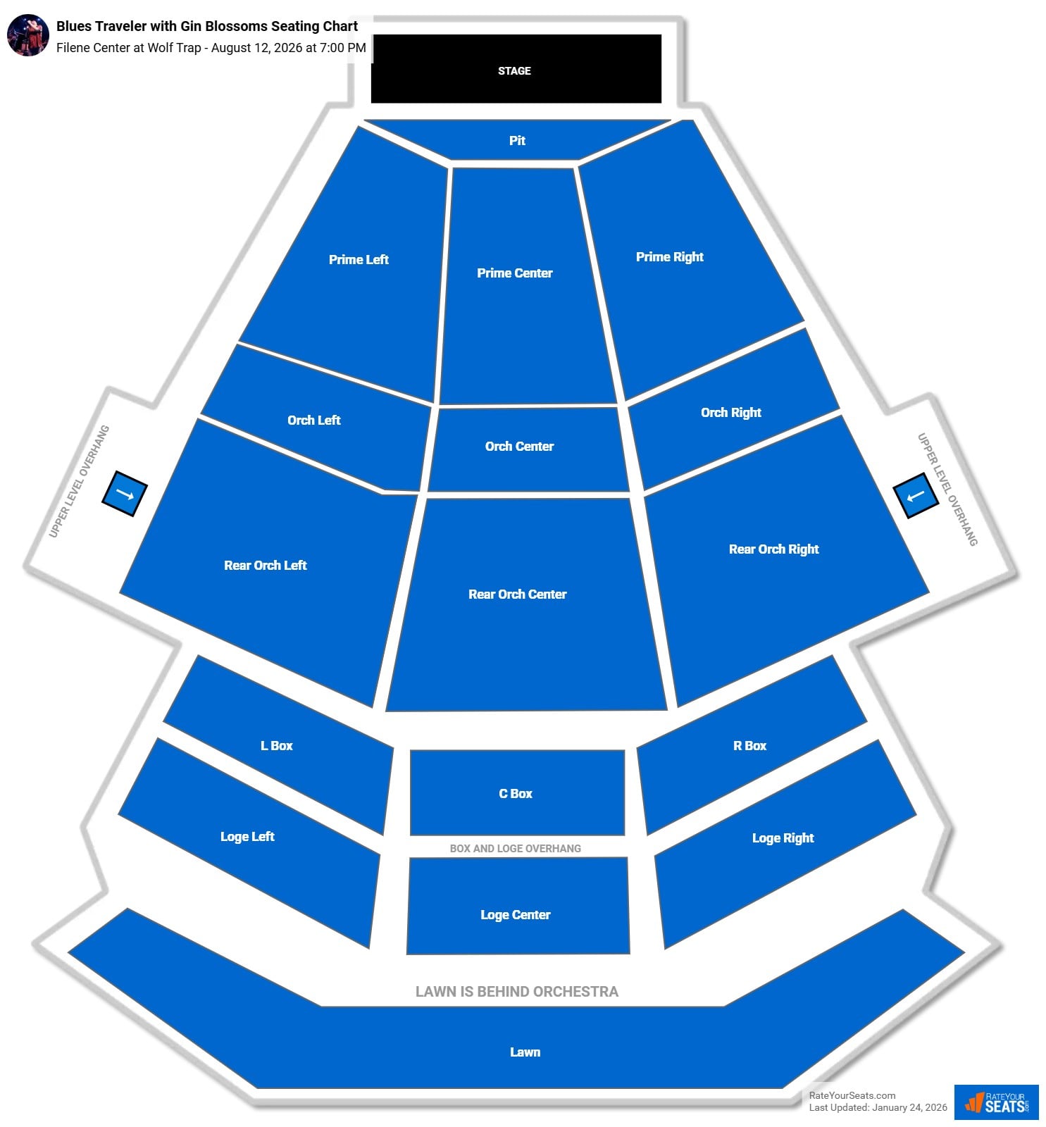 Blues Traveler with Gin Blossoms seating chart Filene Center at Wolf Trap