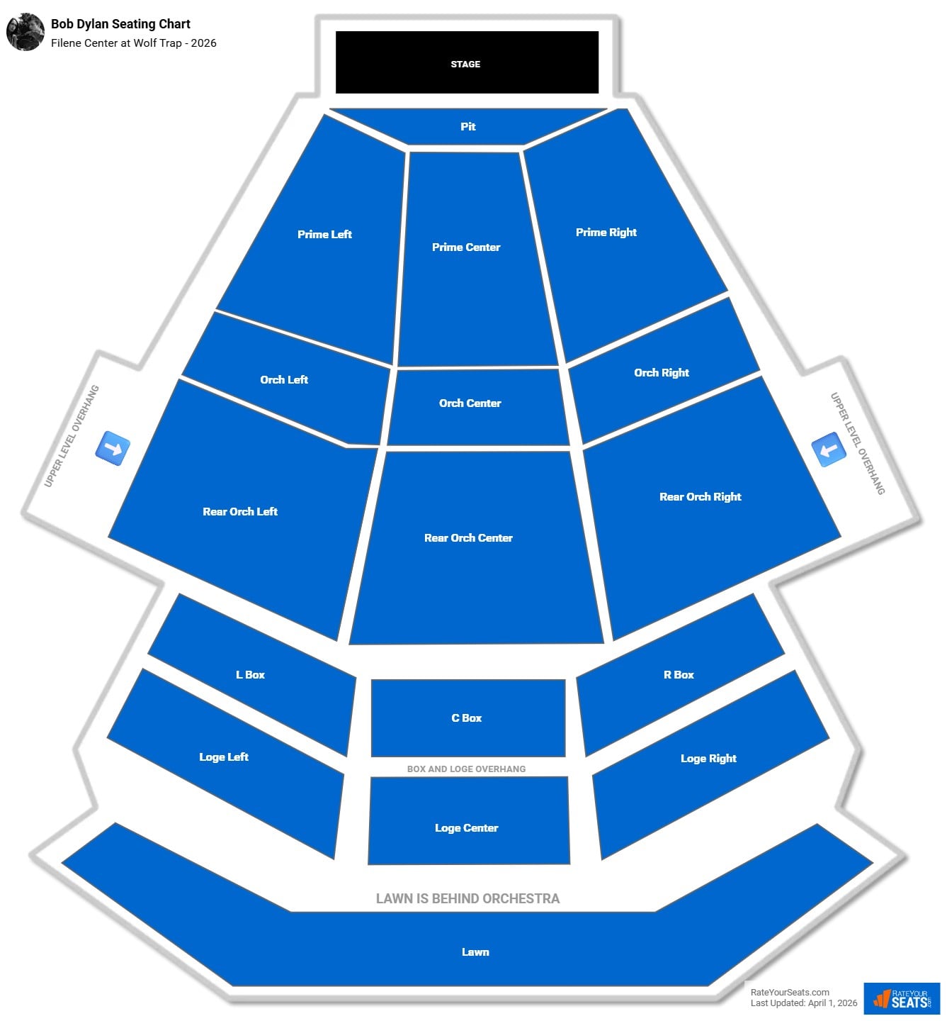 Bob Dylan seating chart Filene Center at Wolf Trap
