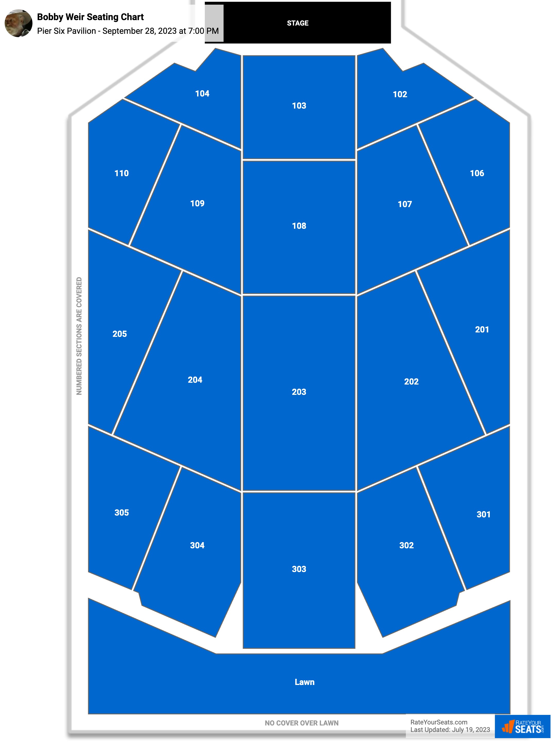 Bobby Weir and Wolf Bros seating chart Pier Six Pavilion