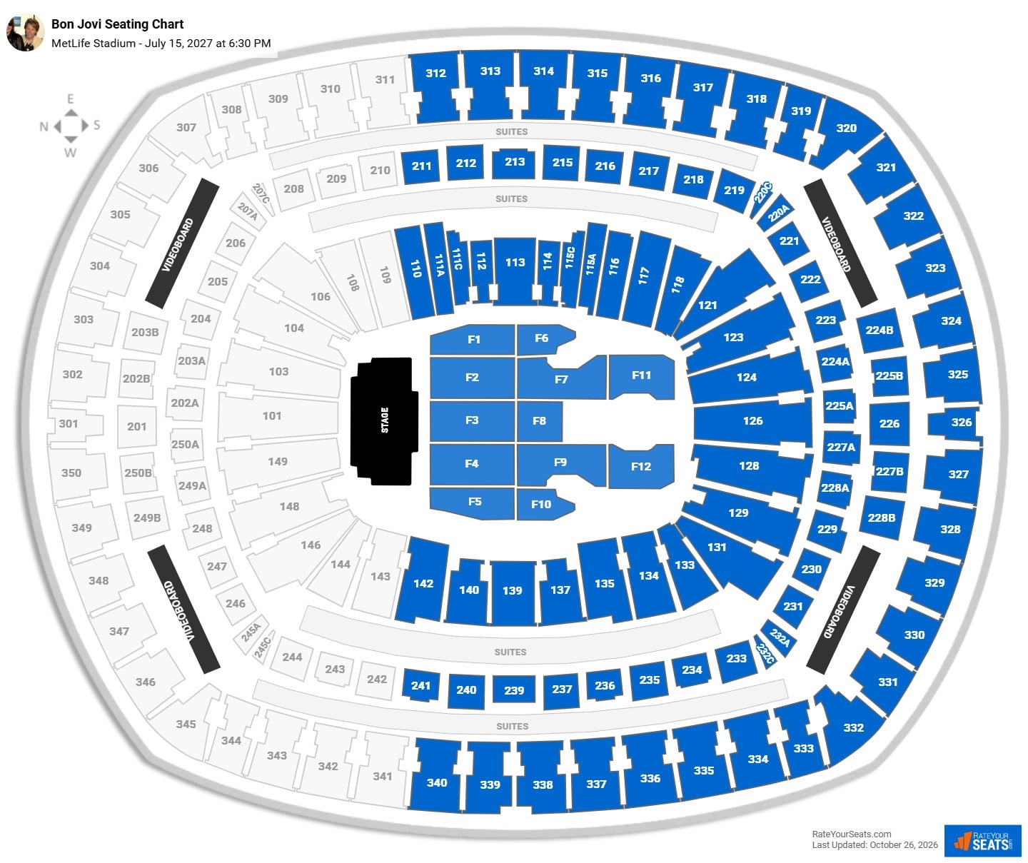 Bon Jovi Seating Chart at MetLife Stadium