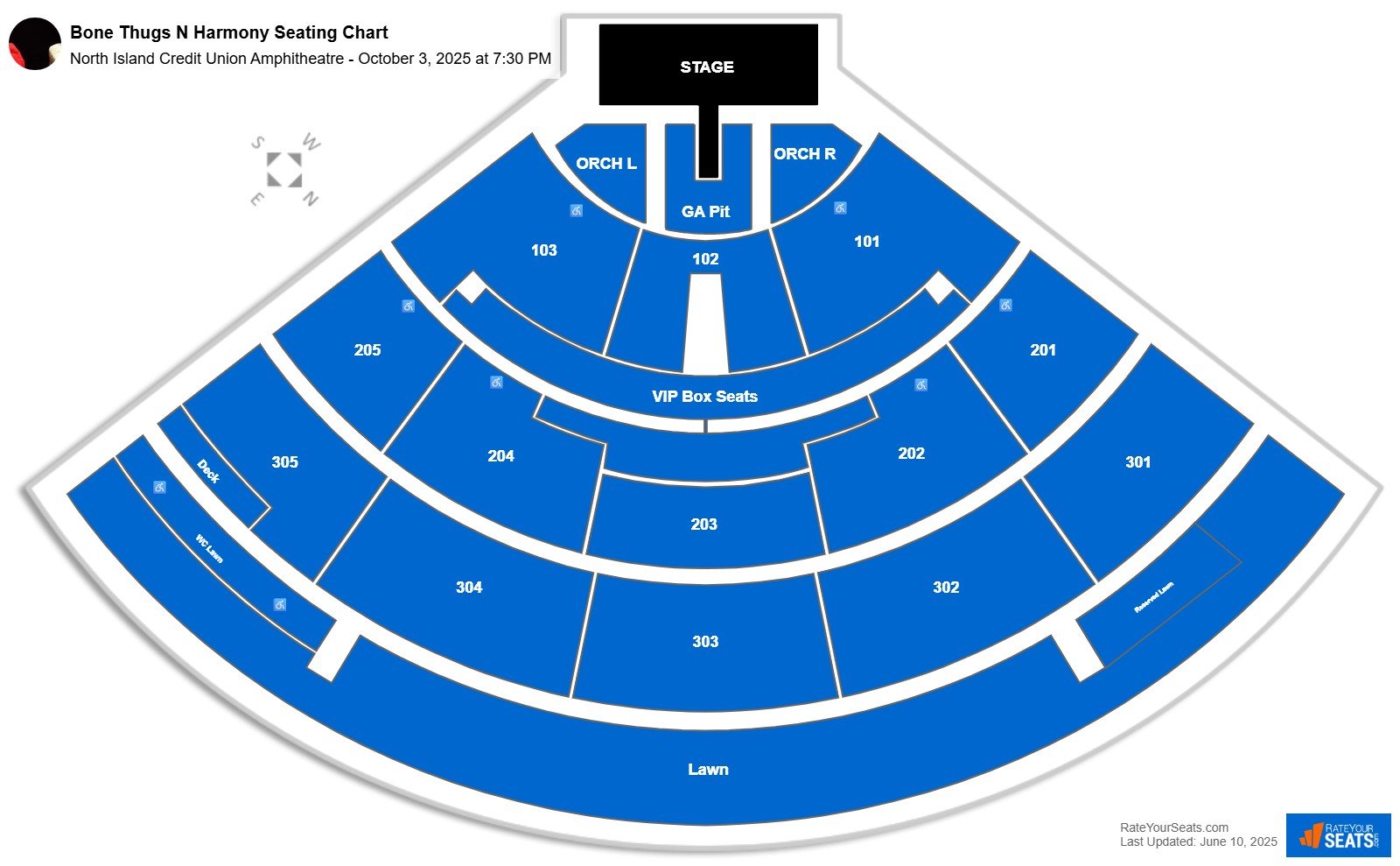 Bone Thugs N Harmony seating chart North Island Credit Union Amphitheatre (Chula Vista)