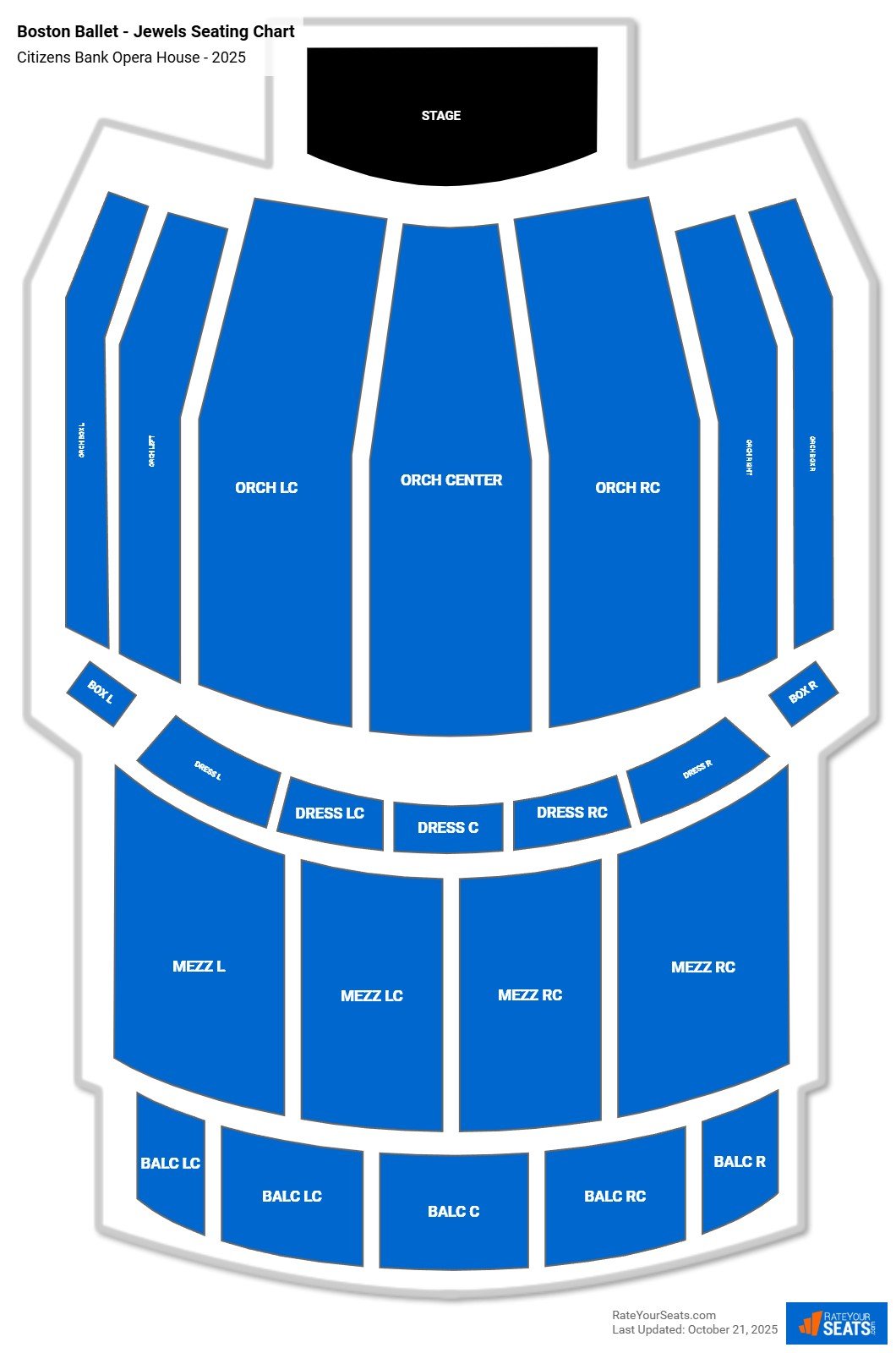 Boston Ballet  - Jewels seating chart Citizens Bank Opera House