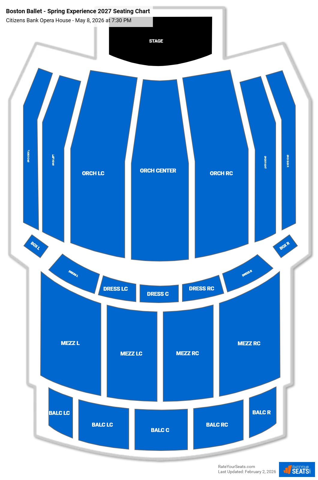 Boston Ballet - Spring Experience 2027 seating chart Citizens Bank Opera House