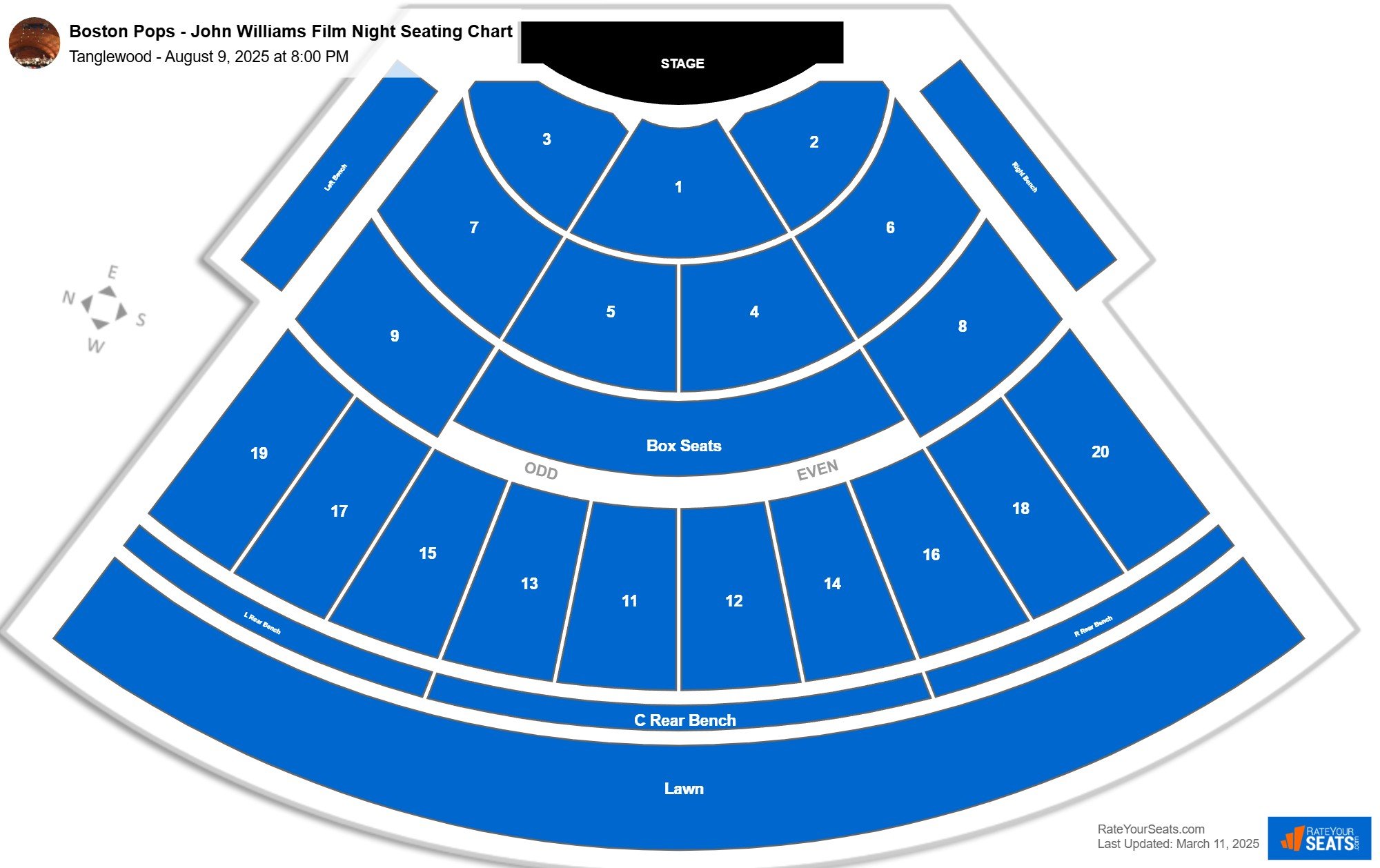 Boston Pops - John Williams Film Night seating chart Tanglewood