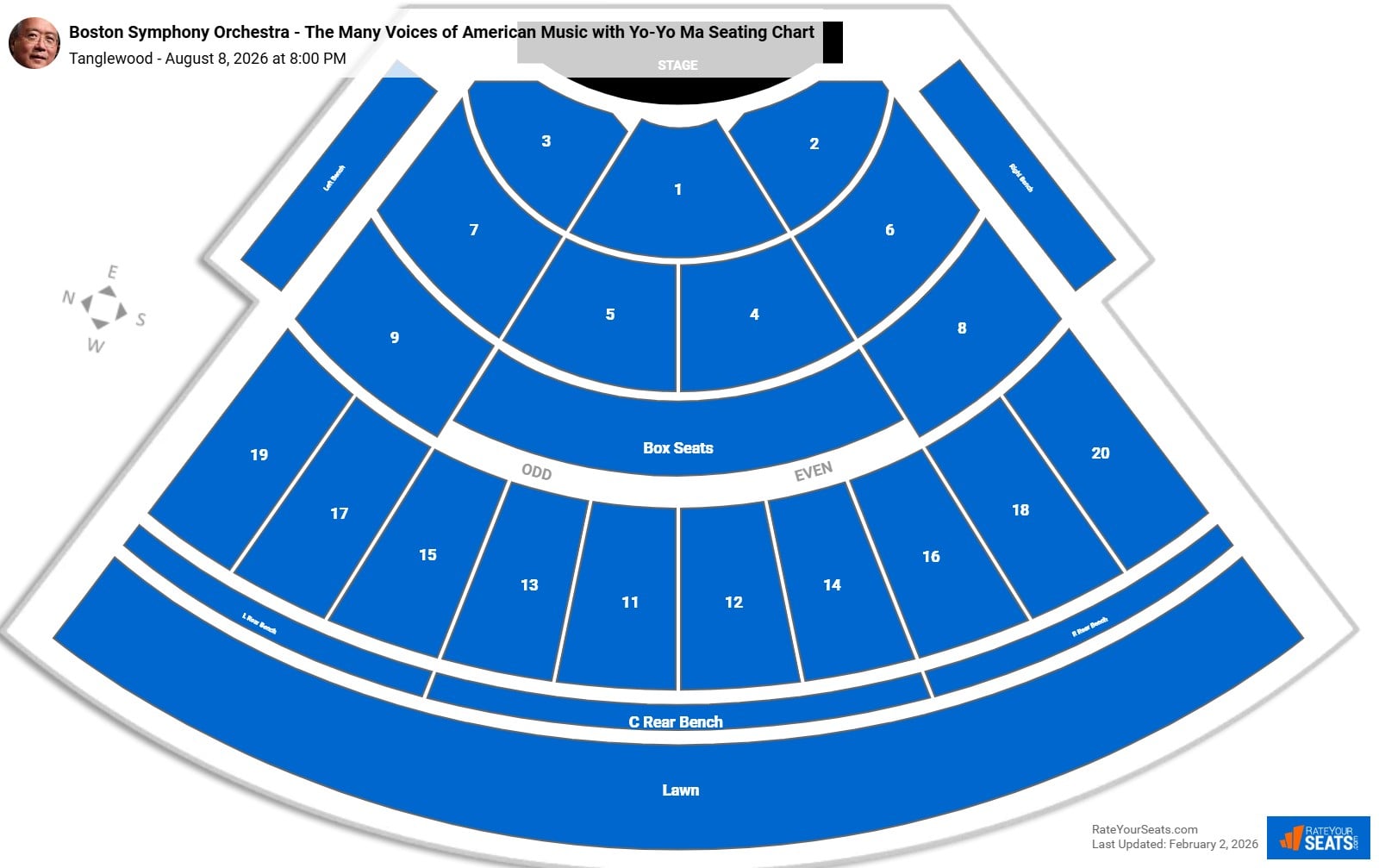 Boston Symphony Orchestra - The Many Voices of American Music with Yo-Yo Ma seating chart Tanglewood