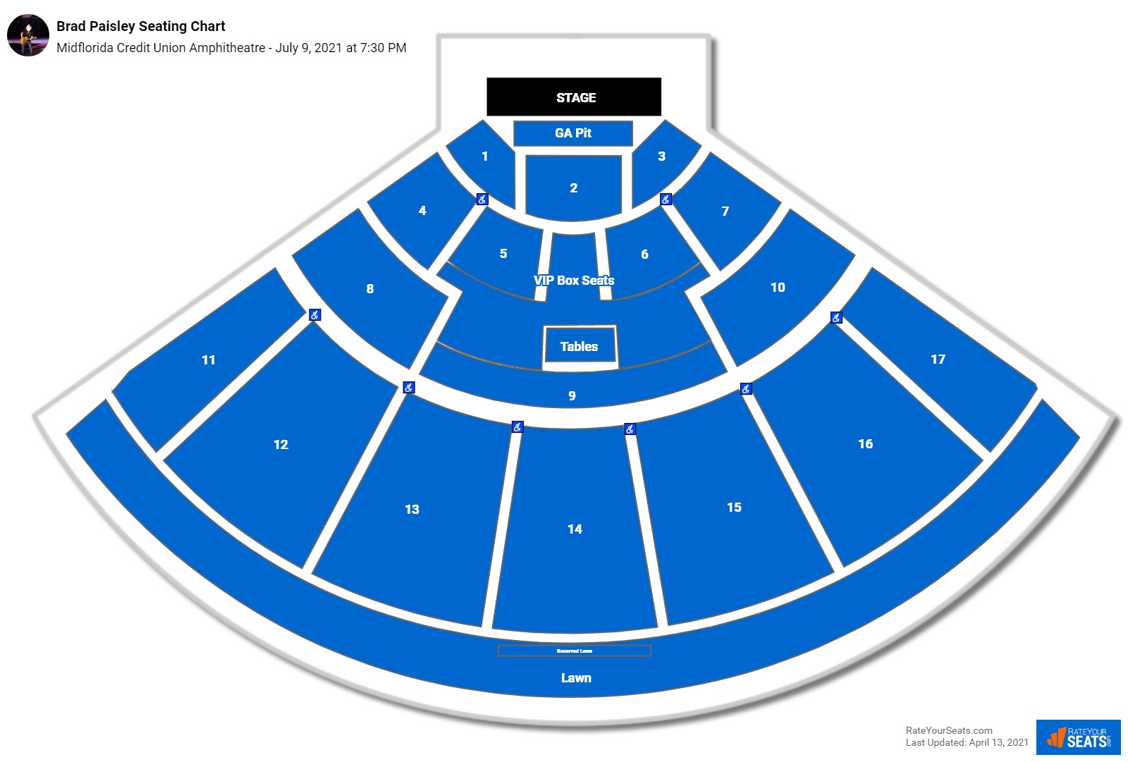 Brad Paisley seating chart Midflorida Credit Union Amphitheatre