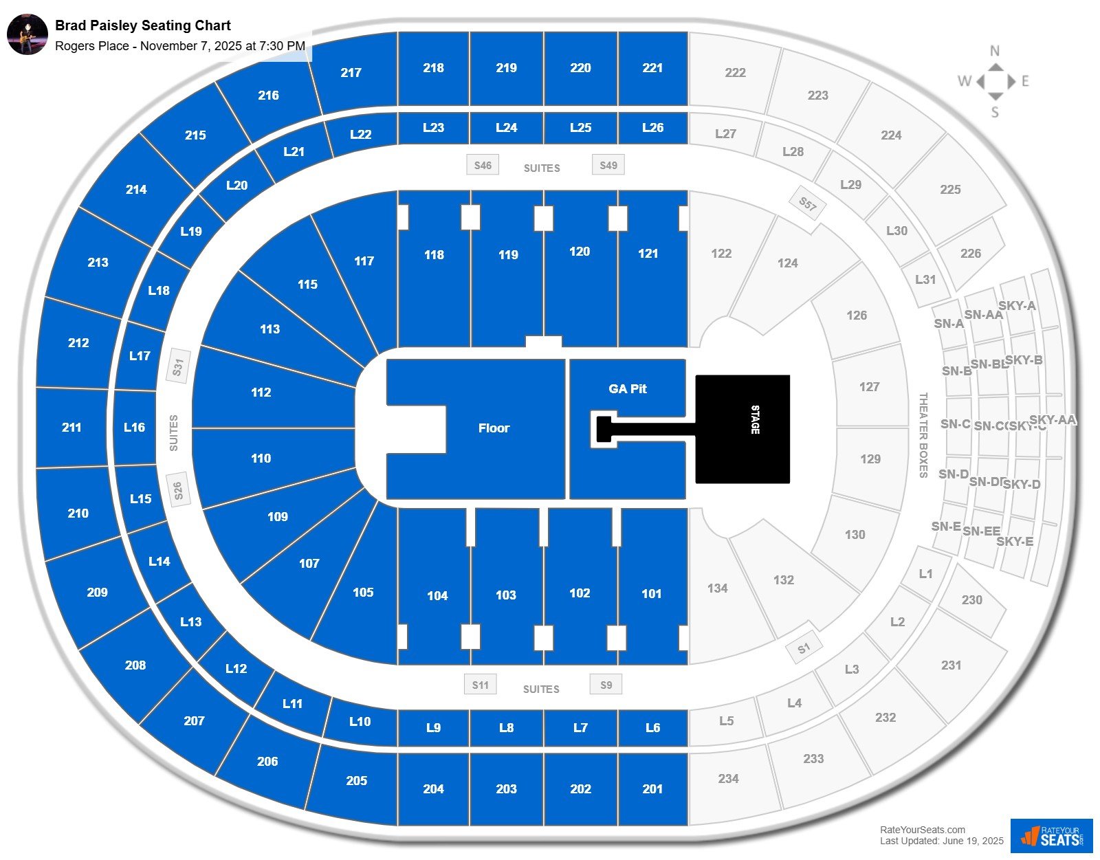 Brad Paisley seating chart Rogers Place