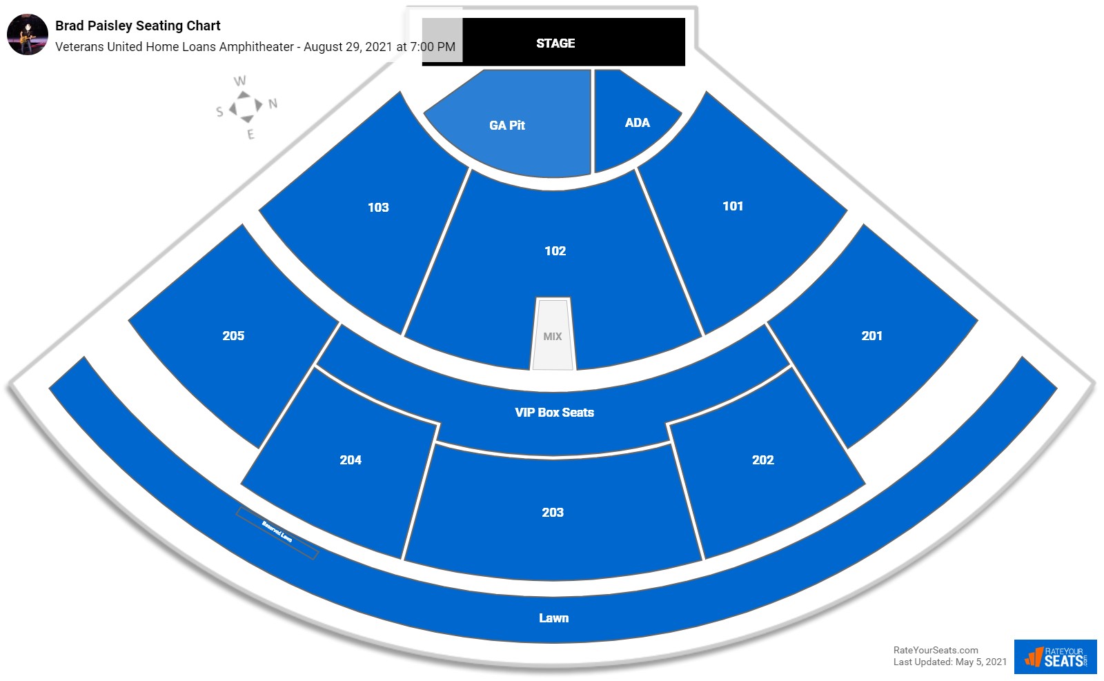 Brad Paisley seating chart Veterans United Home Loans Amphitheater