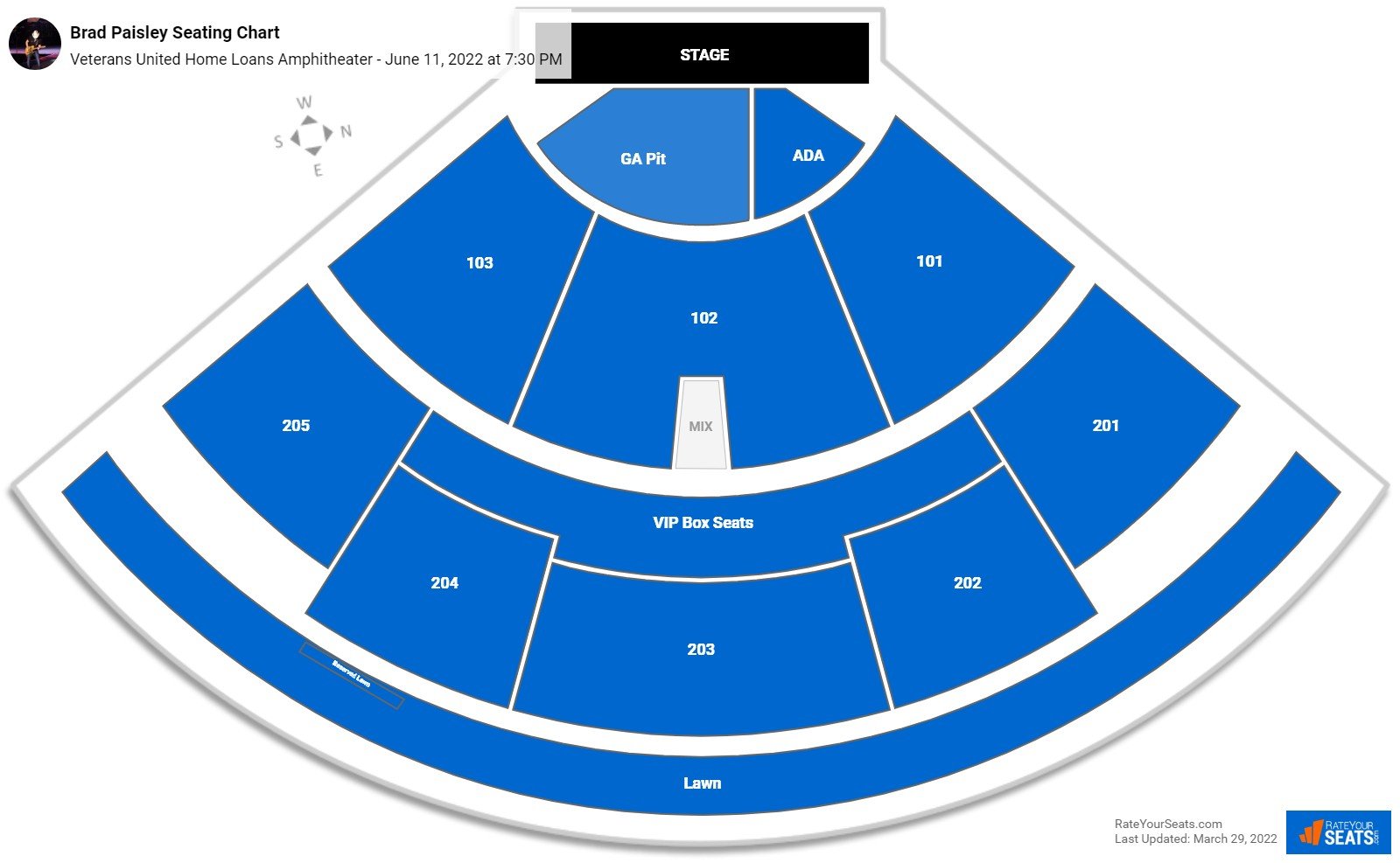 Brad Paisley seating chart Veterans United Home Loans Amphitheater